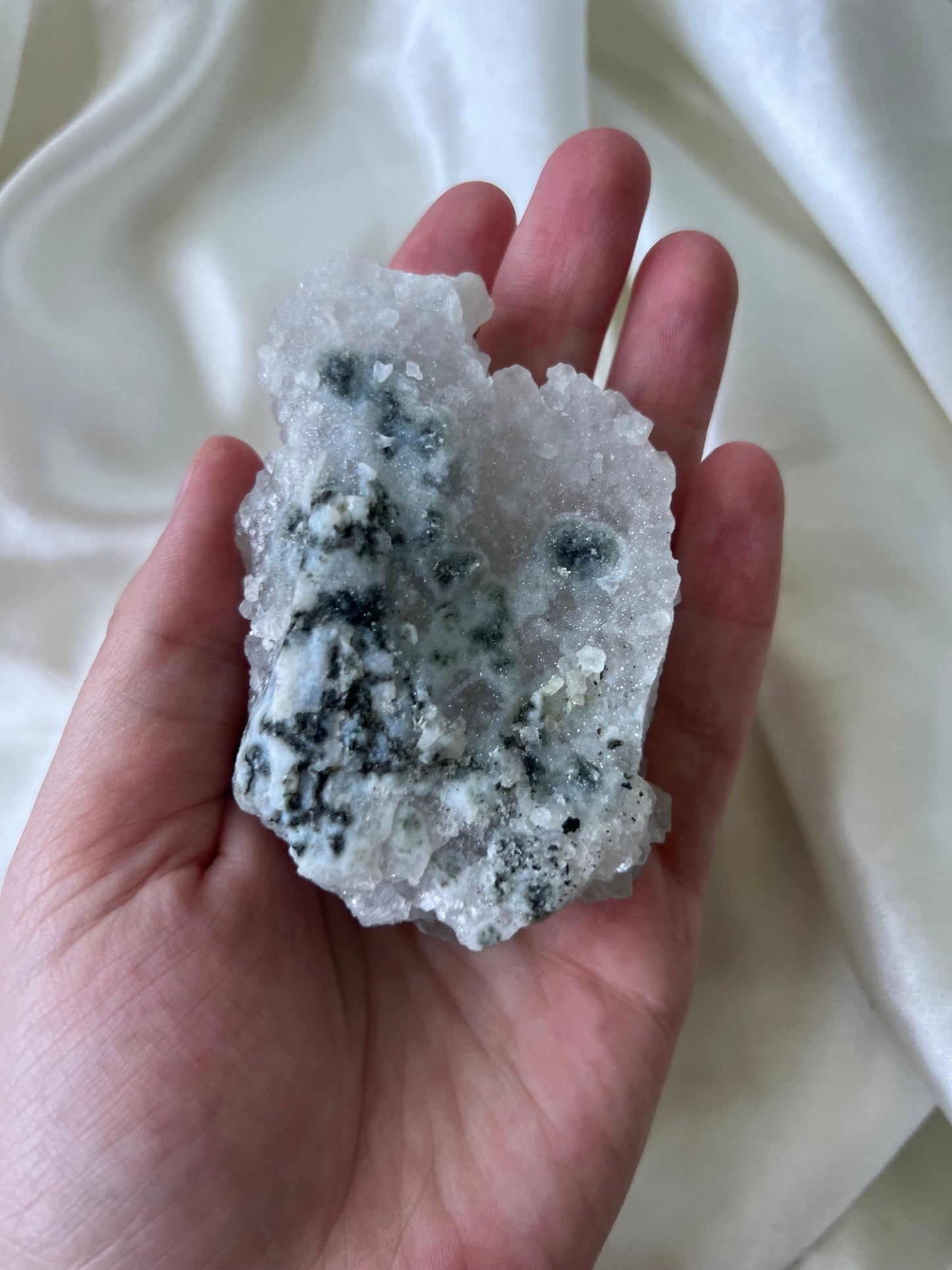 Stunning Raw Apophyllite Cluster on Chalcedony