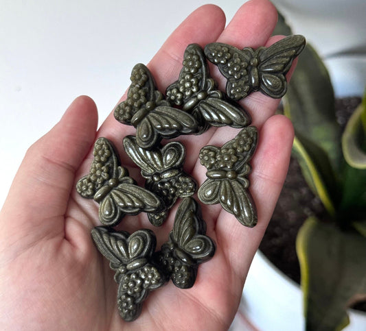 Gold Sheen Obsidian Small Butterfly Carvings