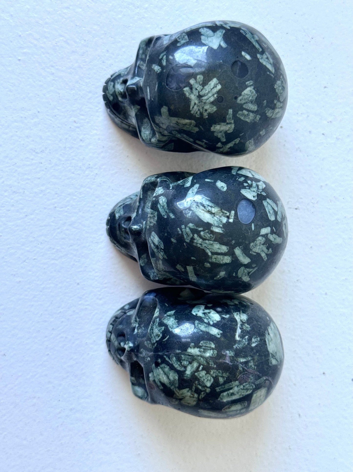 Gorgeous Flower Stone Skull Carvings | Chrysanthemum Stone Skulls