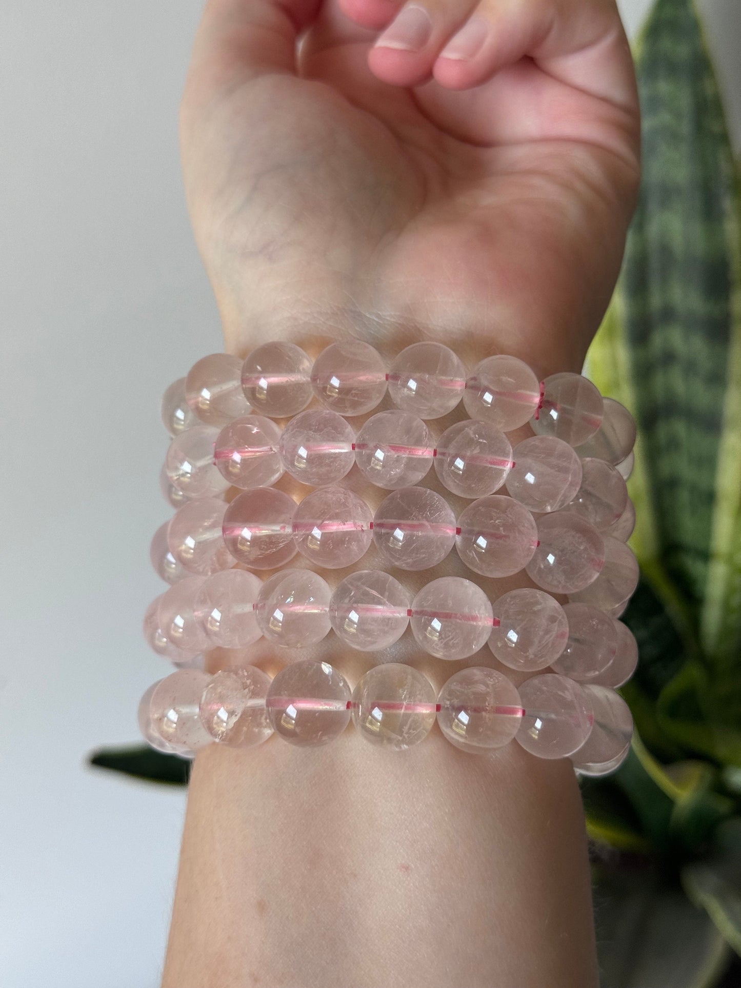 Gorgeous High Quality Rose Quartz Beaded Bracelet | Stretchy Large Beaded Rose Quartz Bracelet
