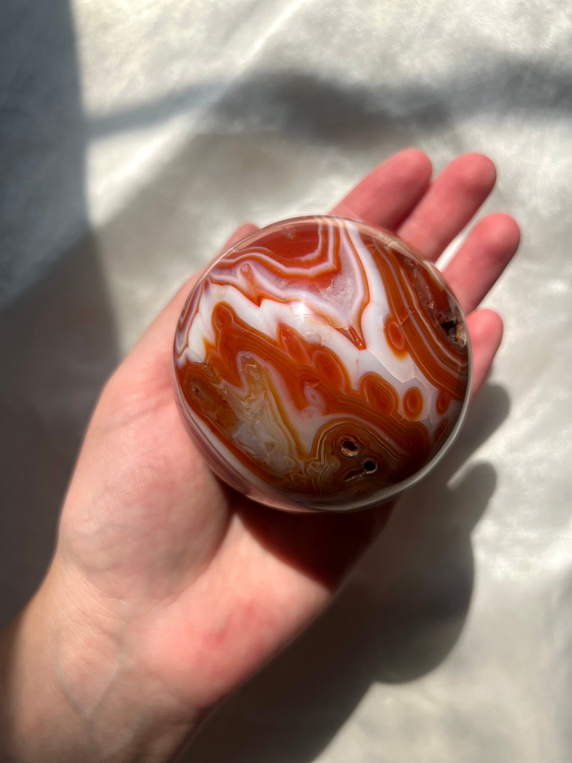 Gorgeous Banded Sardonyx Sphere Carving | Carnelian Agate Sphere