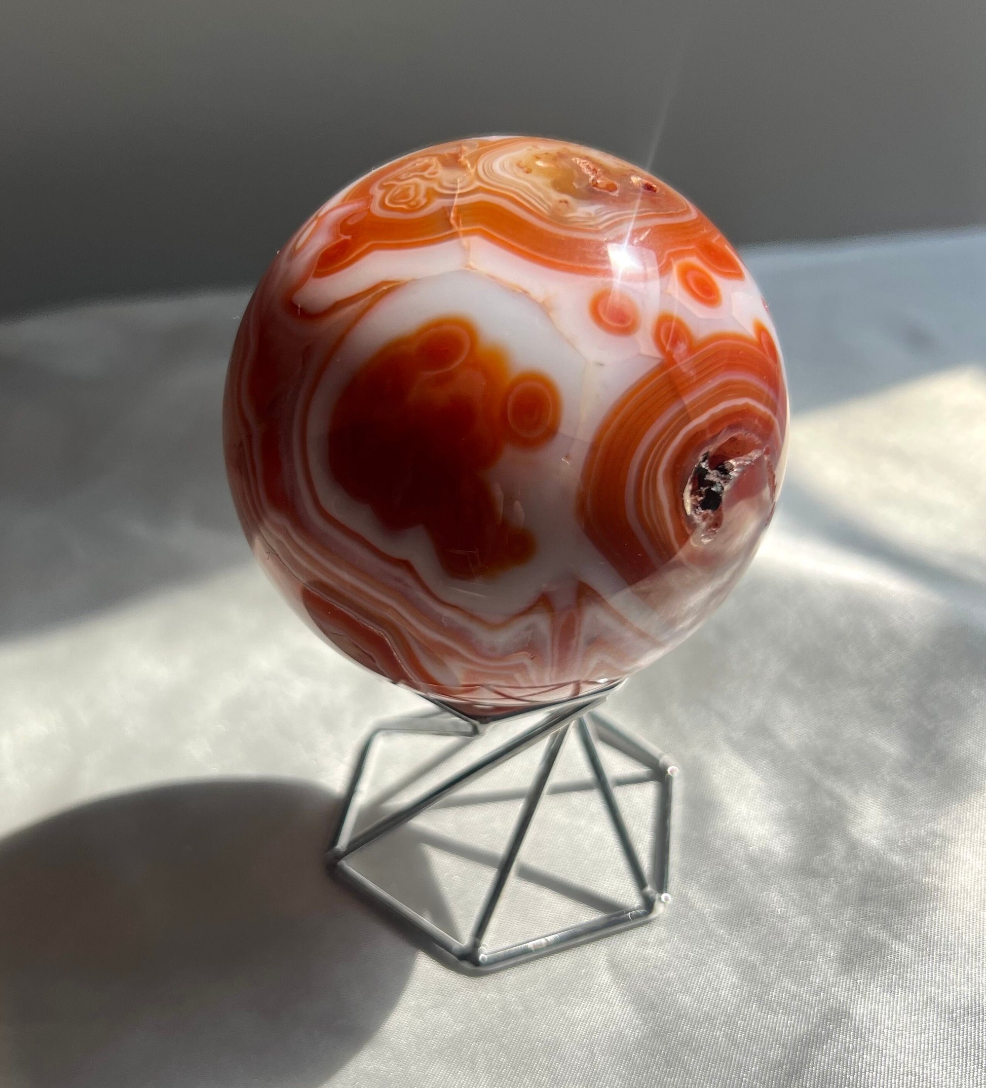 Gorgeous Banded Sardonyx Sphere Carving | Carnelian Agate Sphere