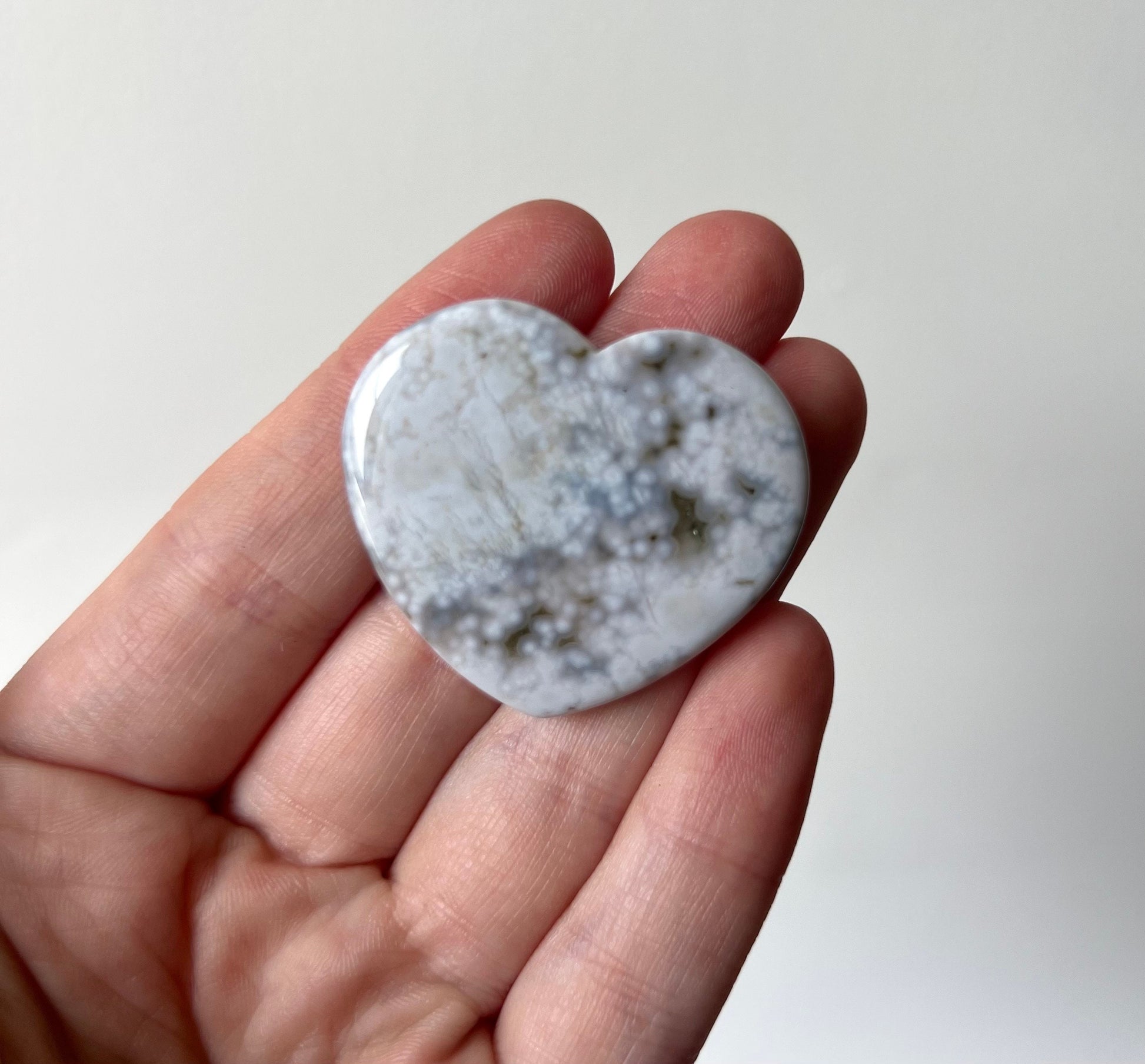 Gorgeous Veinless Ocean Jasper Heart Carving from Madagascar | Orbicular Jasper