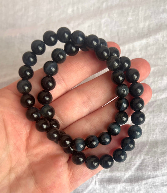 Blue Sheen Obsidian 8mm Bracelet | Blue Obsidian Gemstone Bracelet