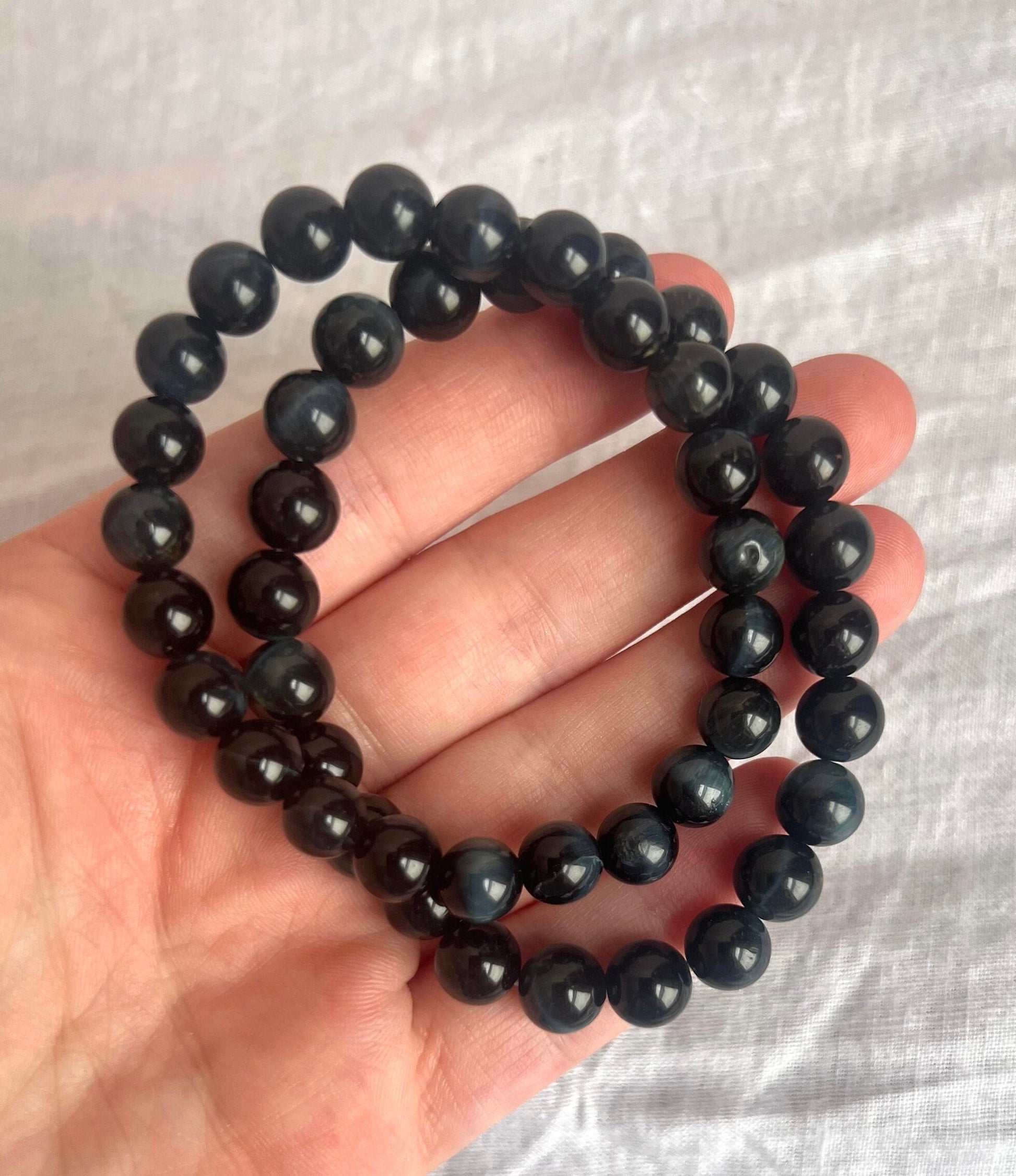 Blue Sheen Obsidian 8mm Bracelet | Blue Obsidian Gemstone Bracelet