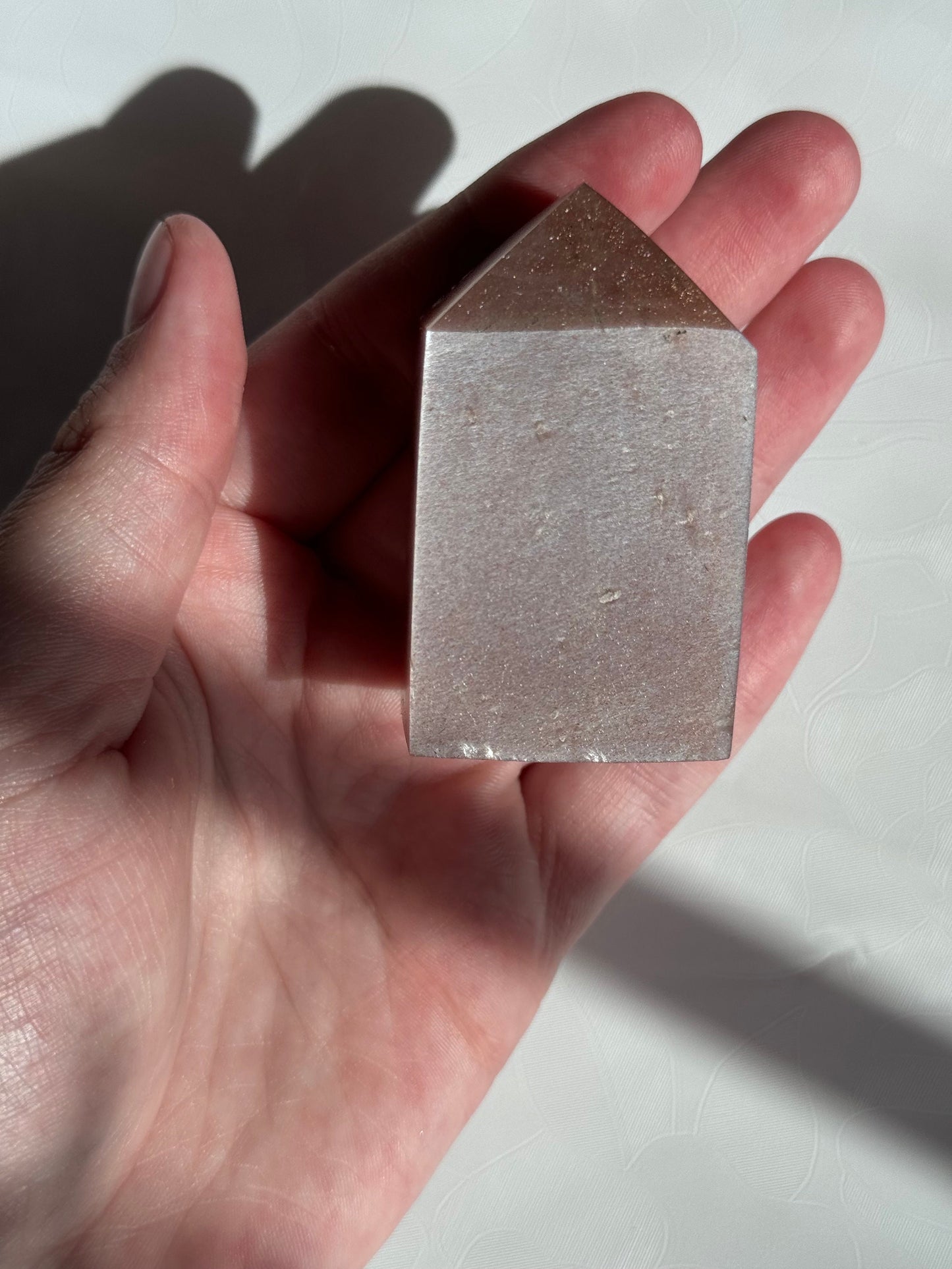 Gorgeous Flashy Peach Moonstone with Sunstone Tower | Small Peach Moonstone Obelisk