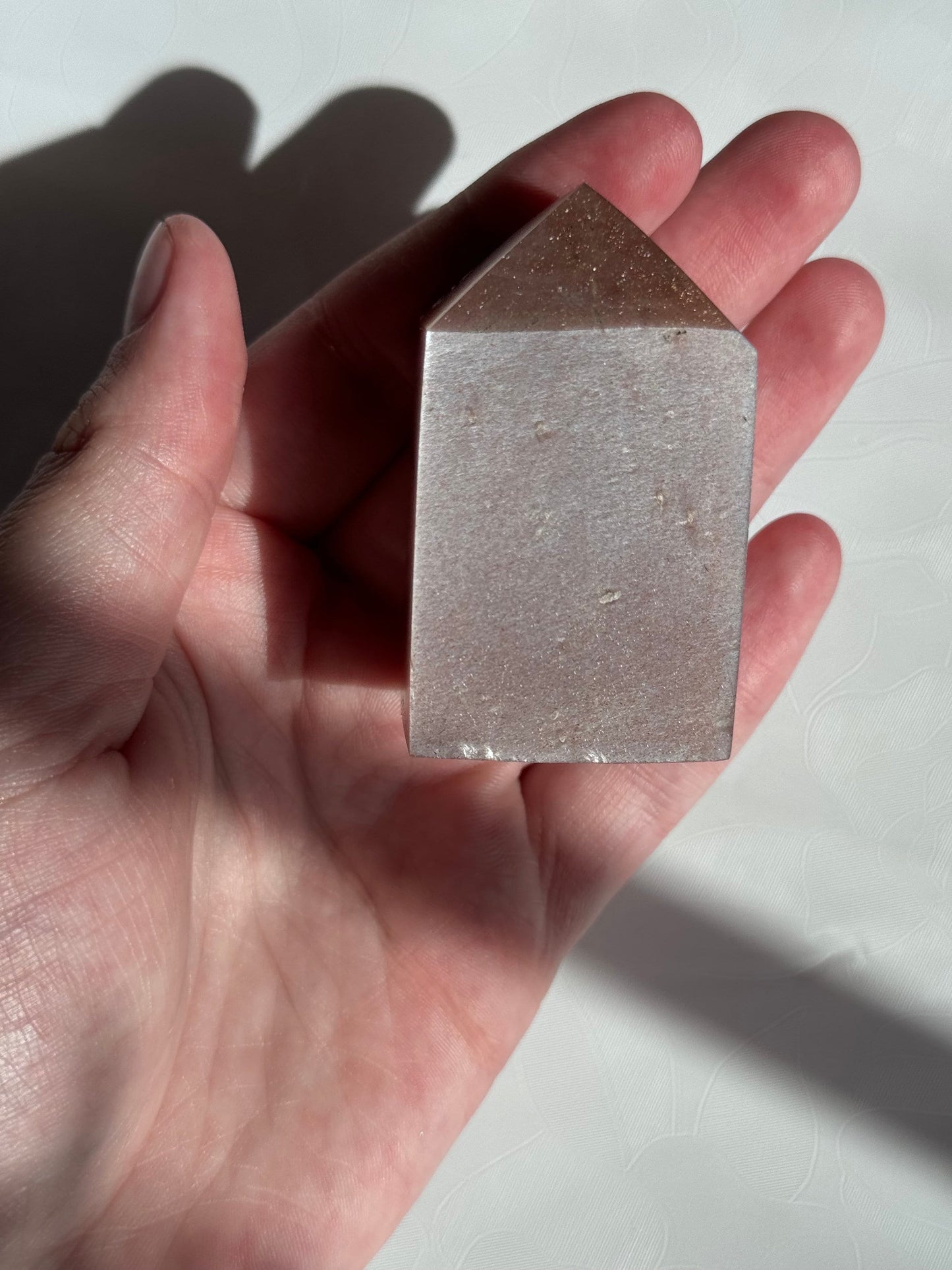 Gorgeous Flashy Peach Moonstone with Sunstone Tower | Small Peach Moonstone Obelisk