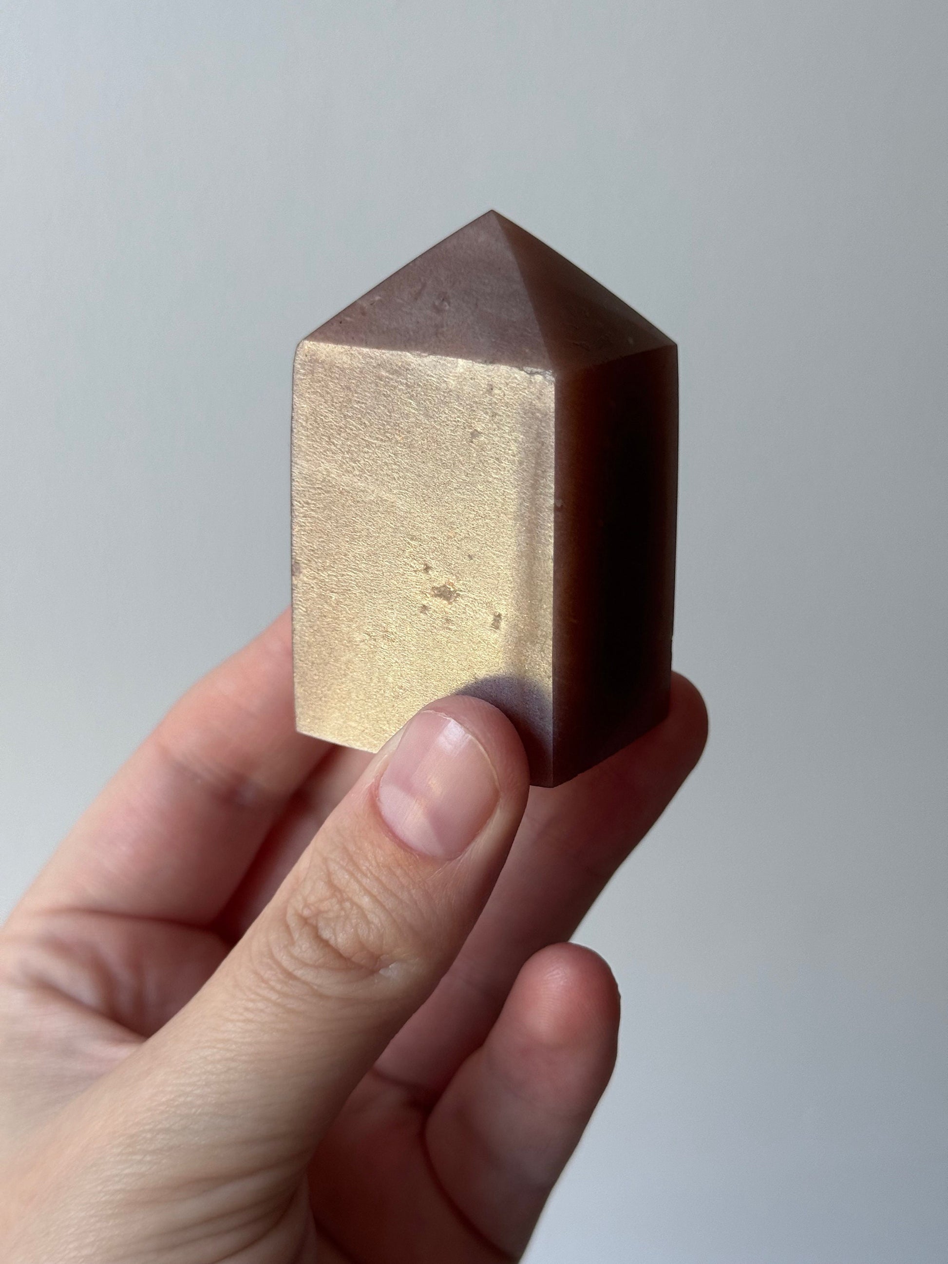 Gorgeous Flashy Peach Moonstone with Sunstone Tower | Small Peach Moonstone Obelisk