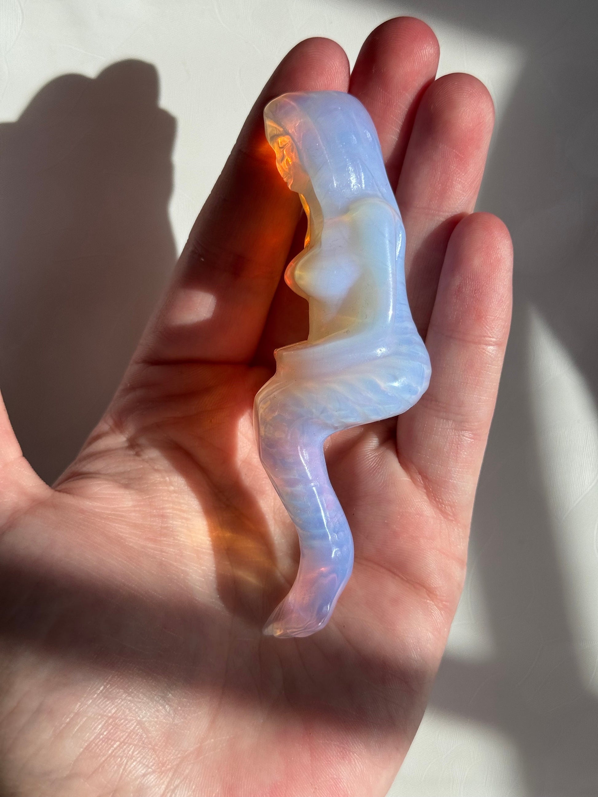 Gorgeous Hand Carved Opalite Mermaid | Opalite Mermaid Carving Self-Sitting