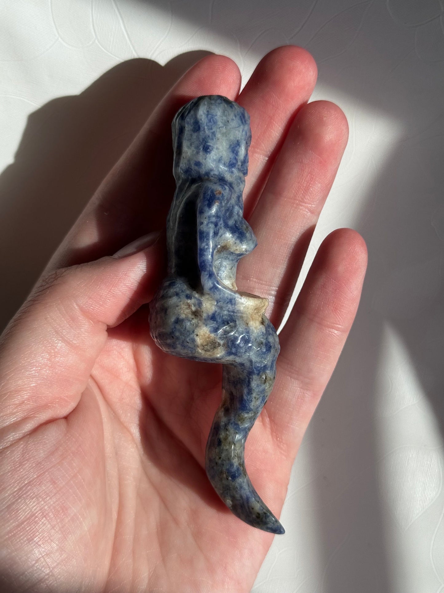 Gorgeous Blue Sodalite Mermaid Carving | Hand Carved Sodalite Mermaid