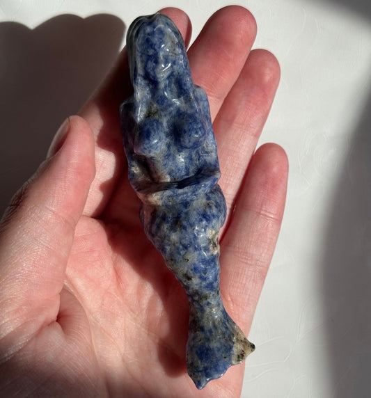 Gorgeous Blue Sodalite Mermaid Carving | Hand Carved Sodalite Mermaid