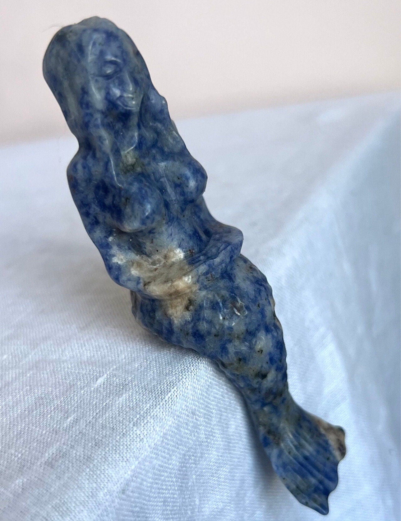 Gorgeous Blue Sodalite Mermaid Carving | Hand Carved Sodalite Mermaid
