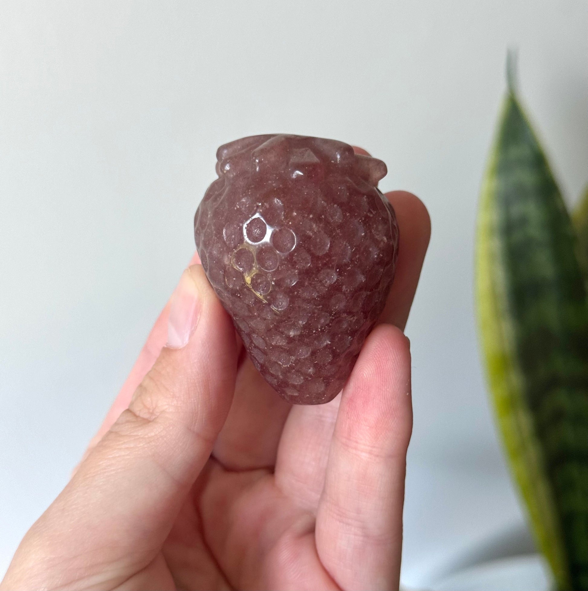 One (1) Strawberry Quartz Strawberry Carving