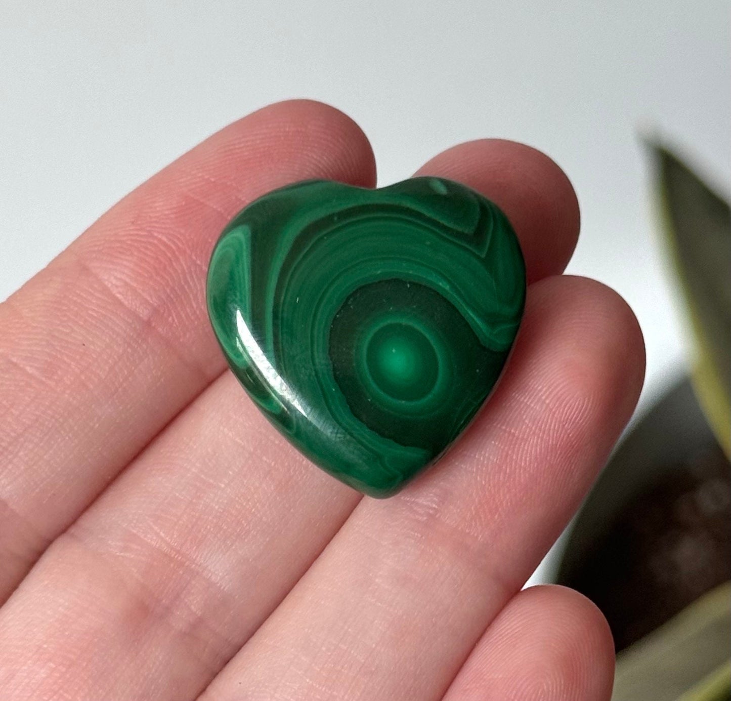 Beautiful Mini Malachite Heart Carvings | Miniature Banded Malachite Pocket Hearts