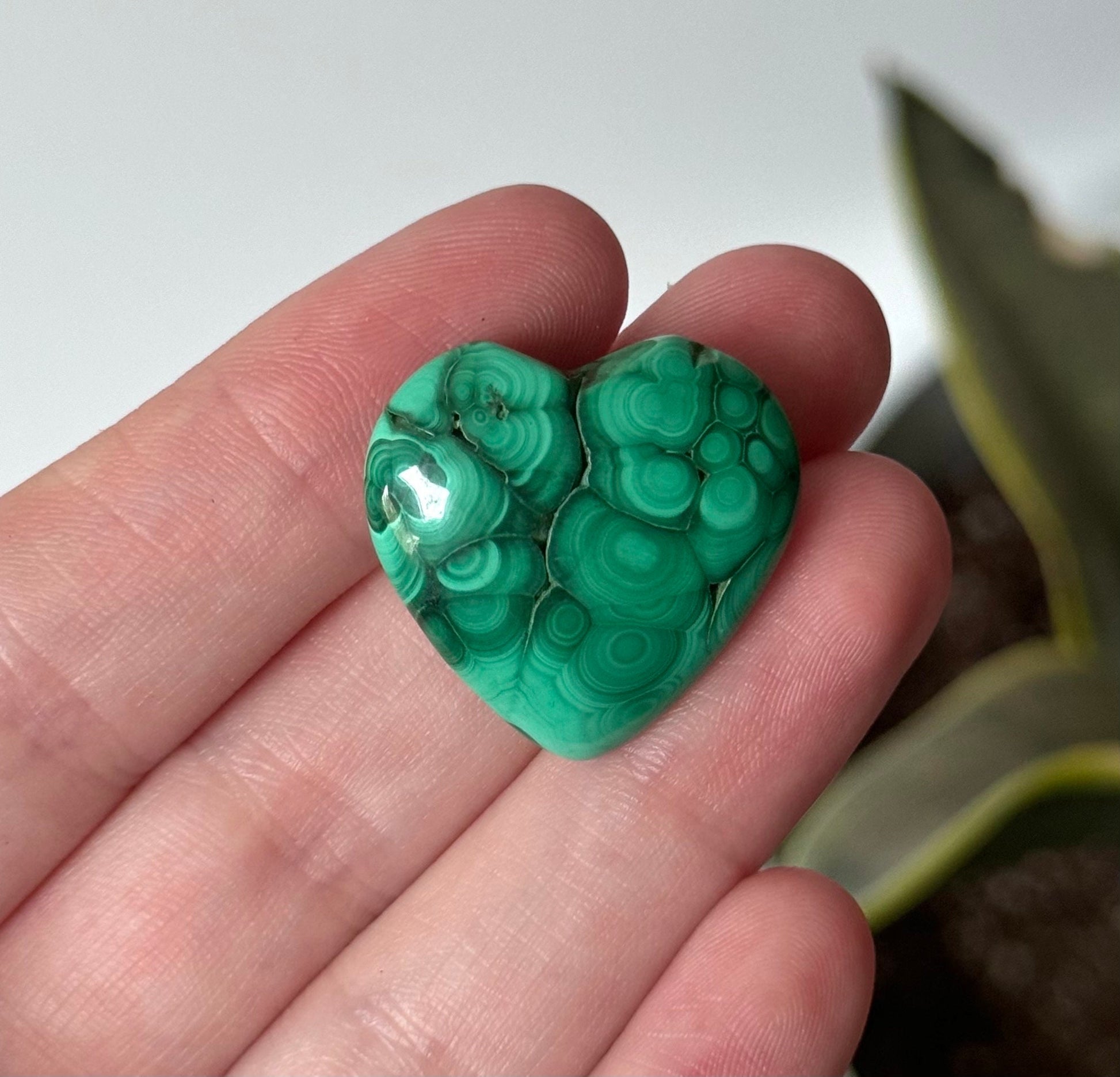 Beautiful Mini Malachite Heart Carvings | Miniature Banded Malachite Pocket Hearts