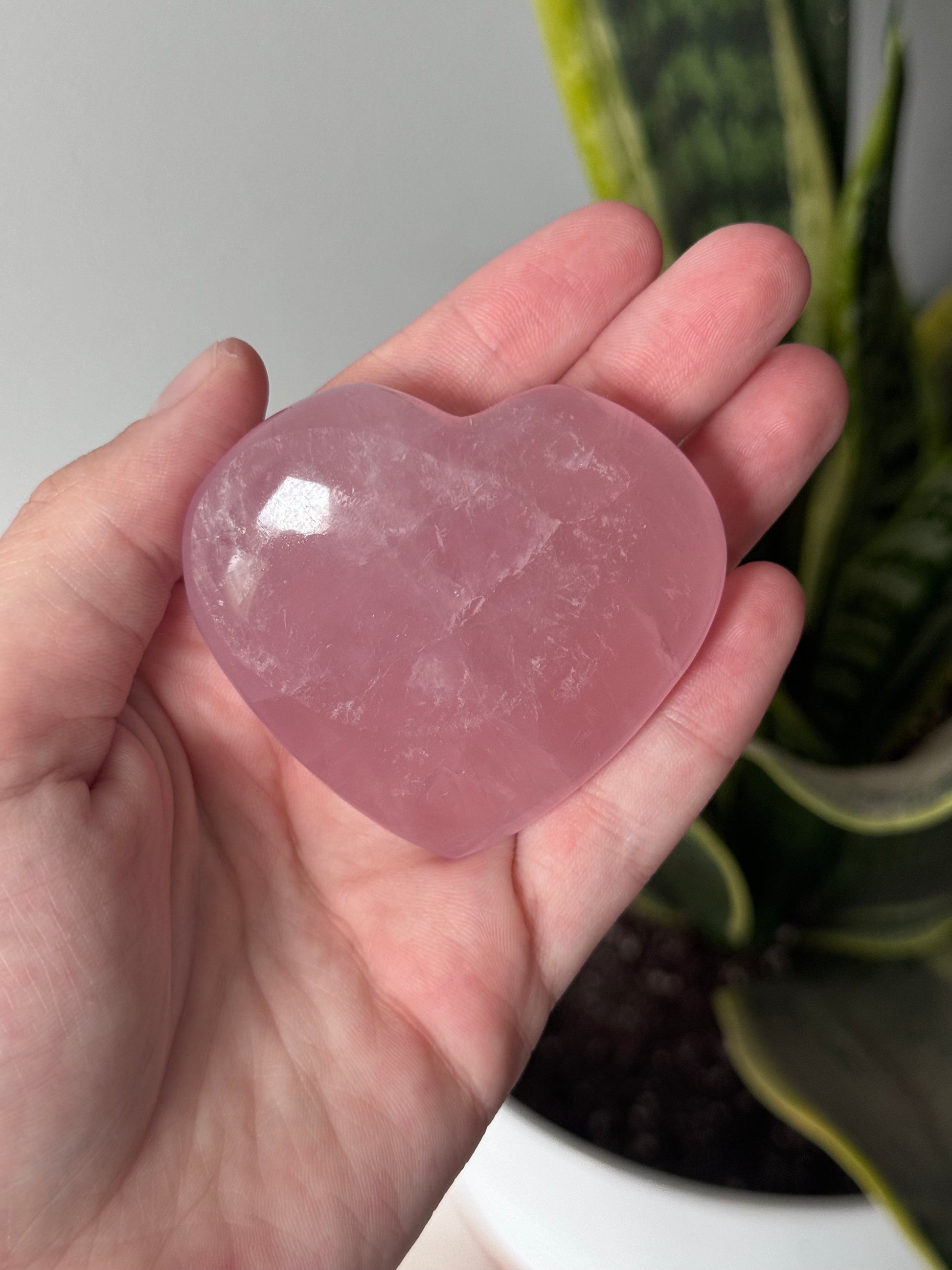 High Quality Rose Quartz Heart Carving | Gemmy Rose Quartz Puffy Heart