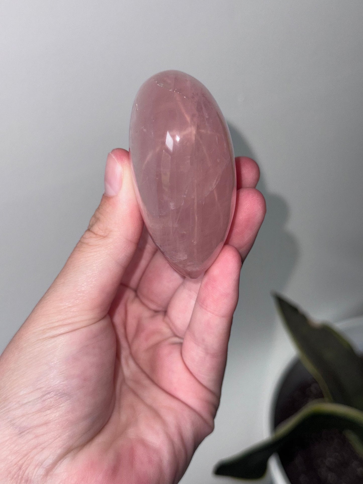 High Quality Rose Quartz Heart Carving with Star Flash | Gemmy Rose Quartz Puffy Heart Asterism