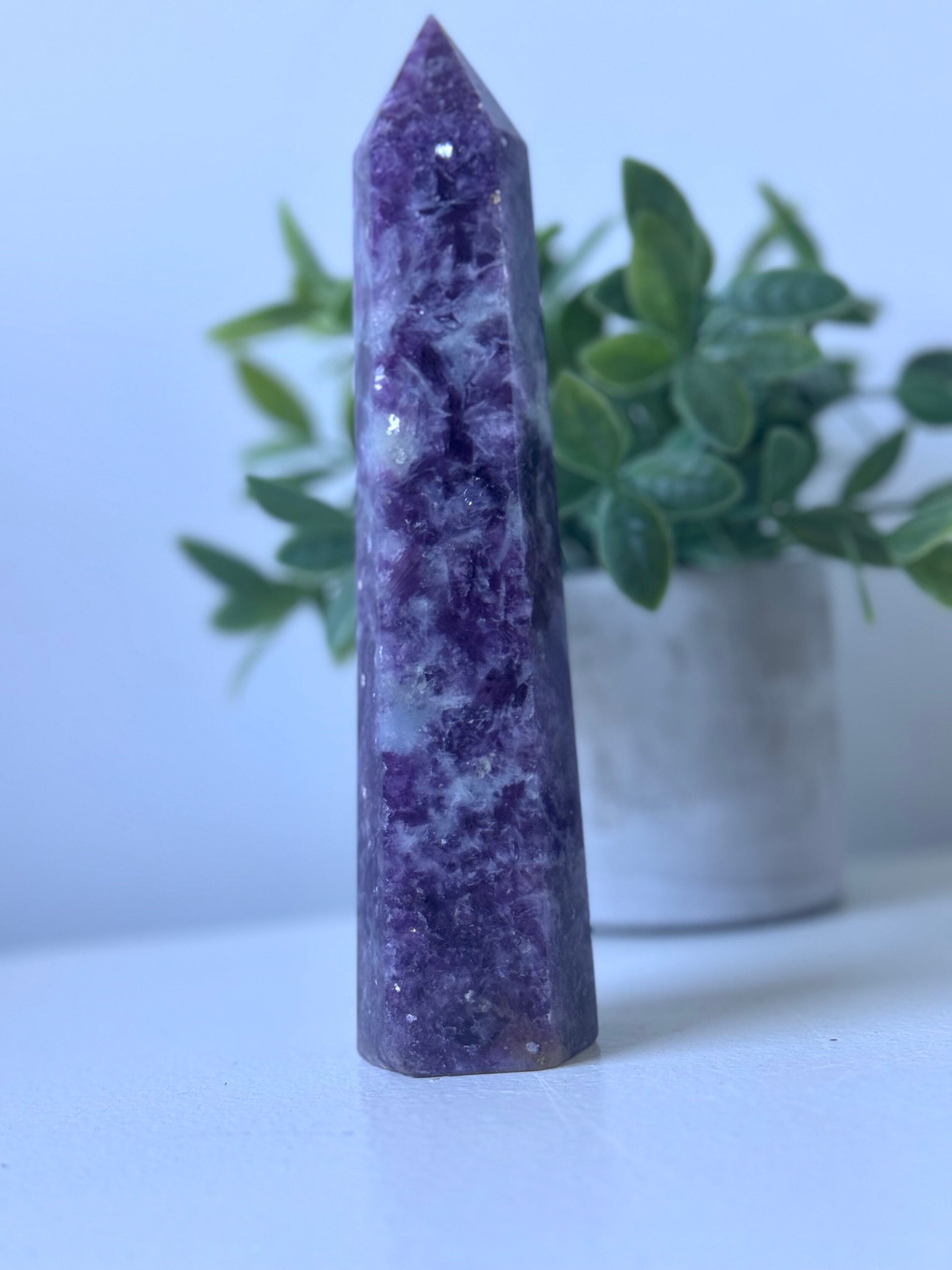 Beautiful Lepidolite Obelisk | Large Lepidolite Tower Carving Point