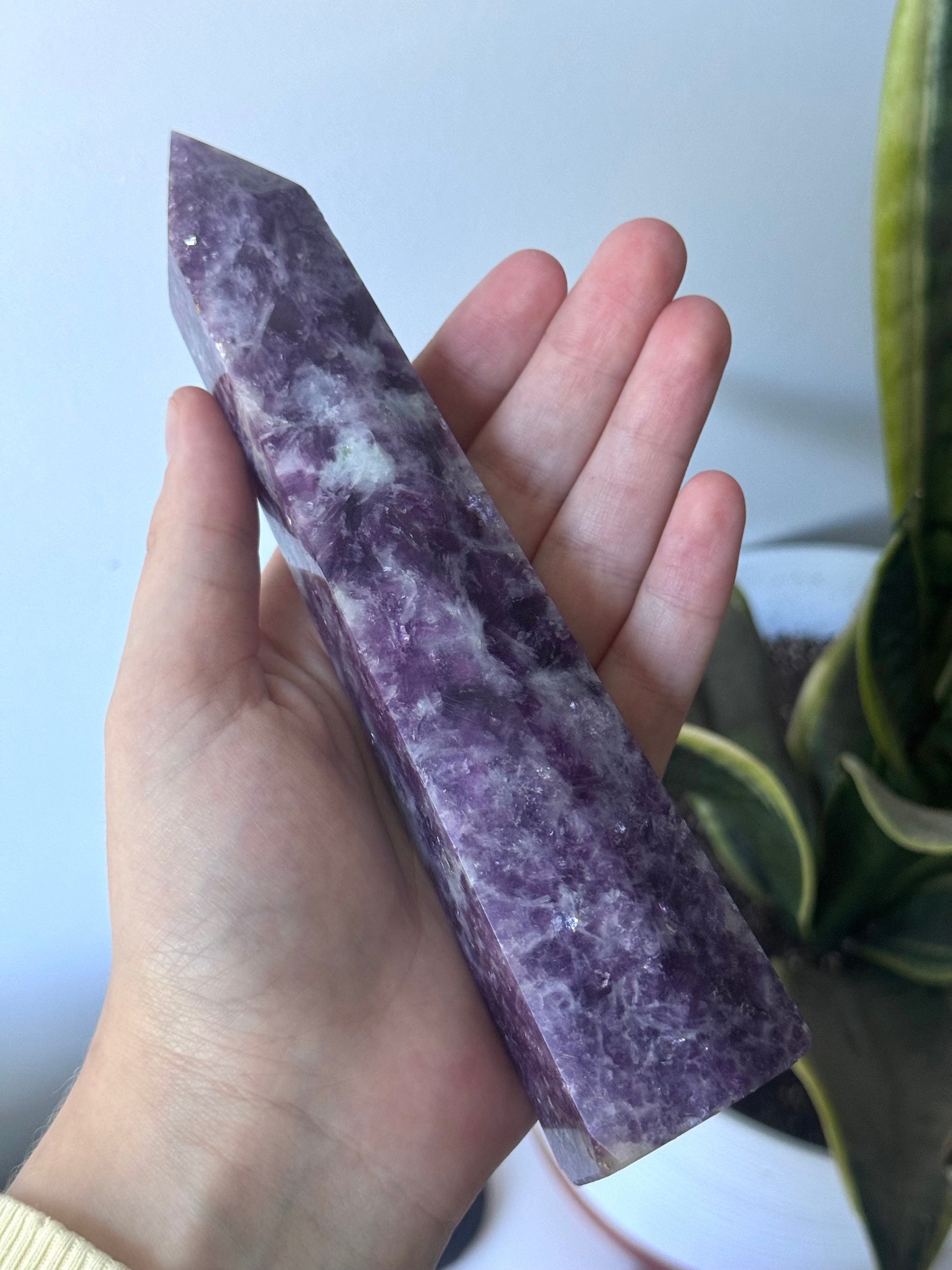 Beautiful Lepidolite Obelisk | Large Lepidolite Tower Carving Point