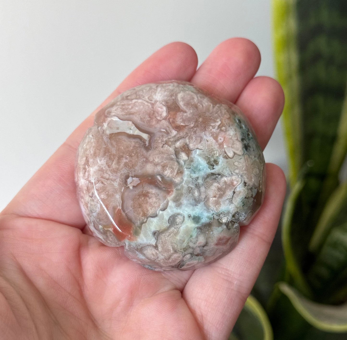 Gorgeous Green Flower Agate Rose Carving | Flower Agate Flower