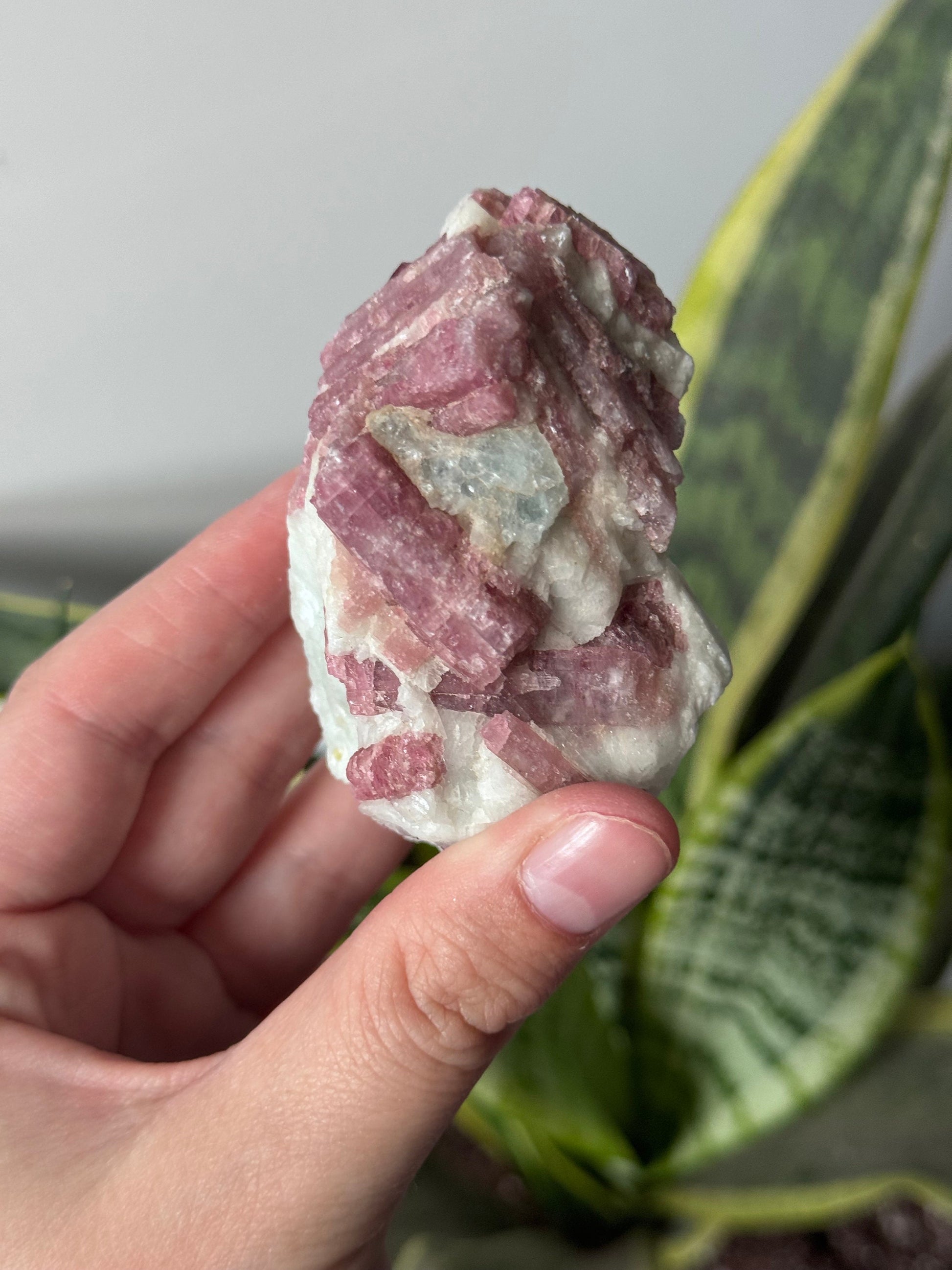 Gorgeous Pink Tourmaline on Albite with Aquamarine Specimen from Brazil