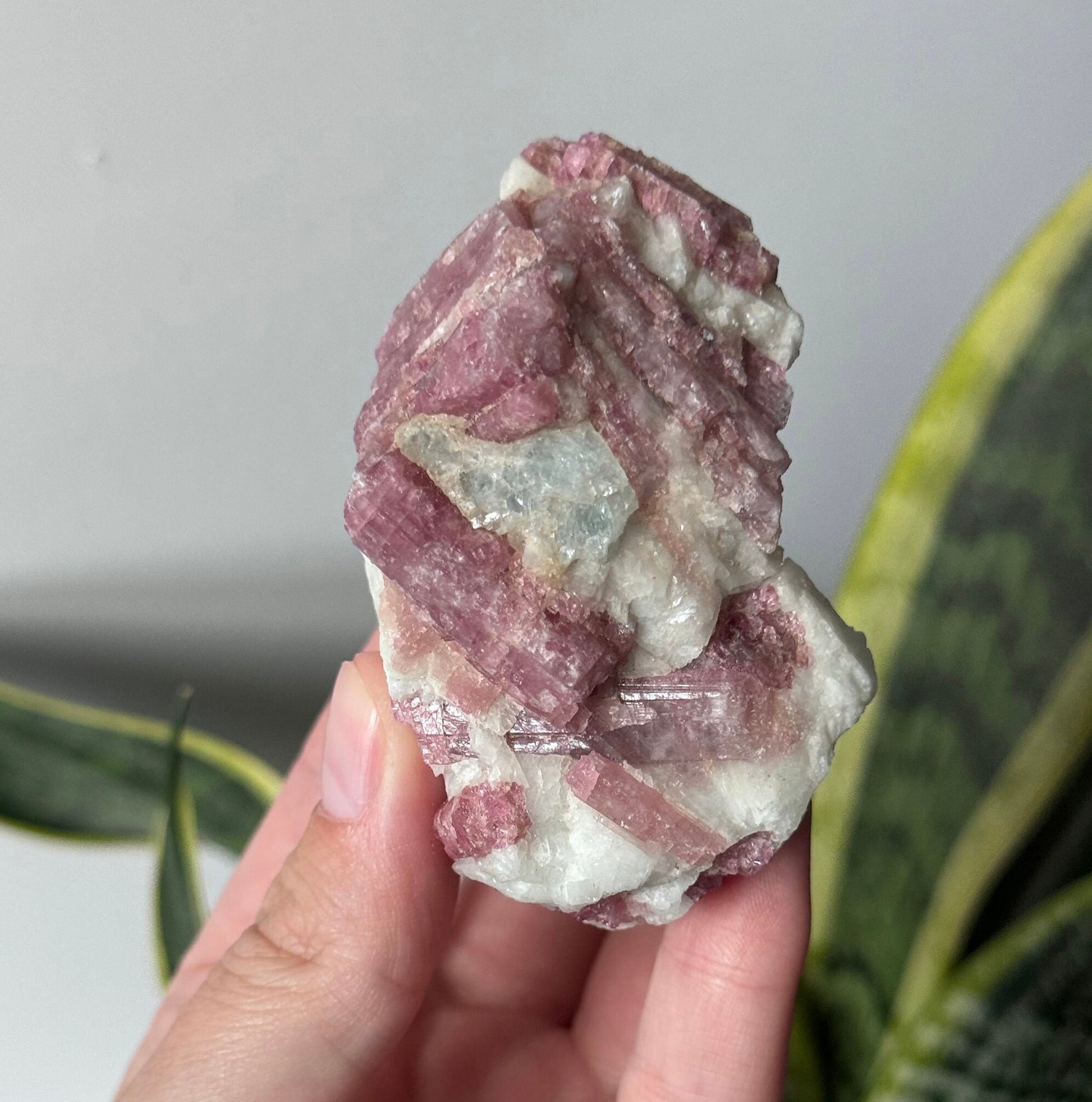 Gorgeous Pink Tourmaline on Albite with Aquamarine Specimen from Brazil