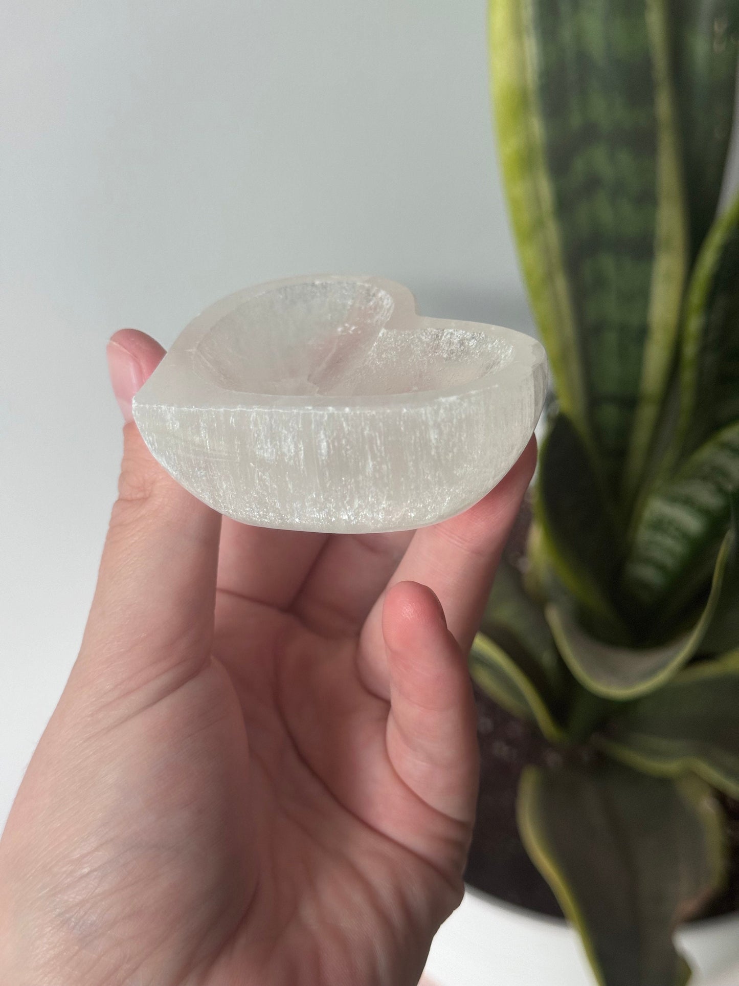 Stunning Satin Spar Heart Dish | Small Selenite Heart Bowl