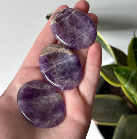 Gorgeous Amethyst Worry Stone Carving | Touch Stone Pocket Stone Thumb Stone