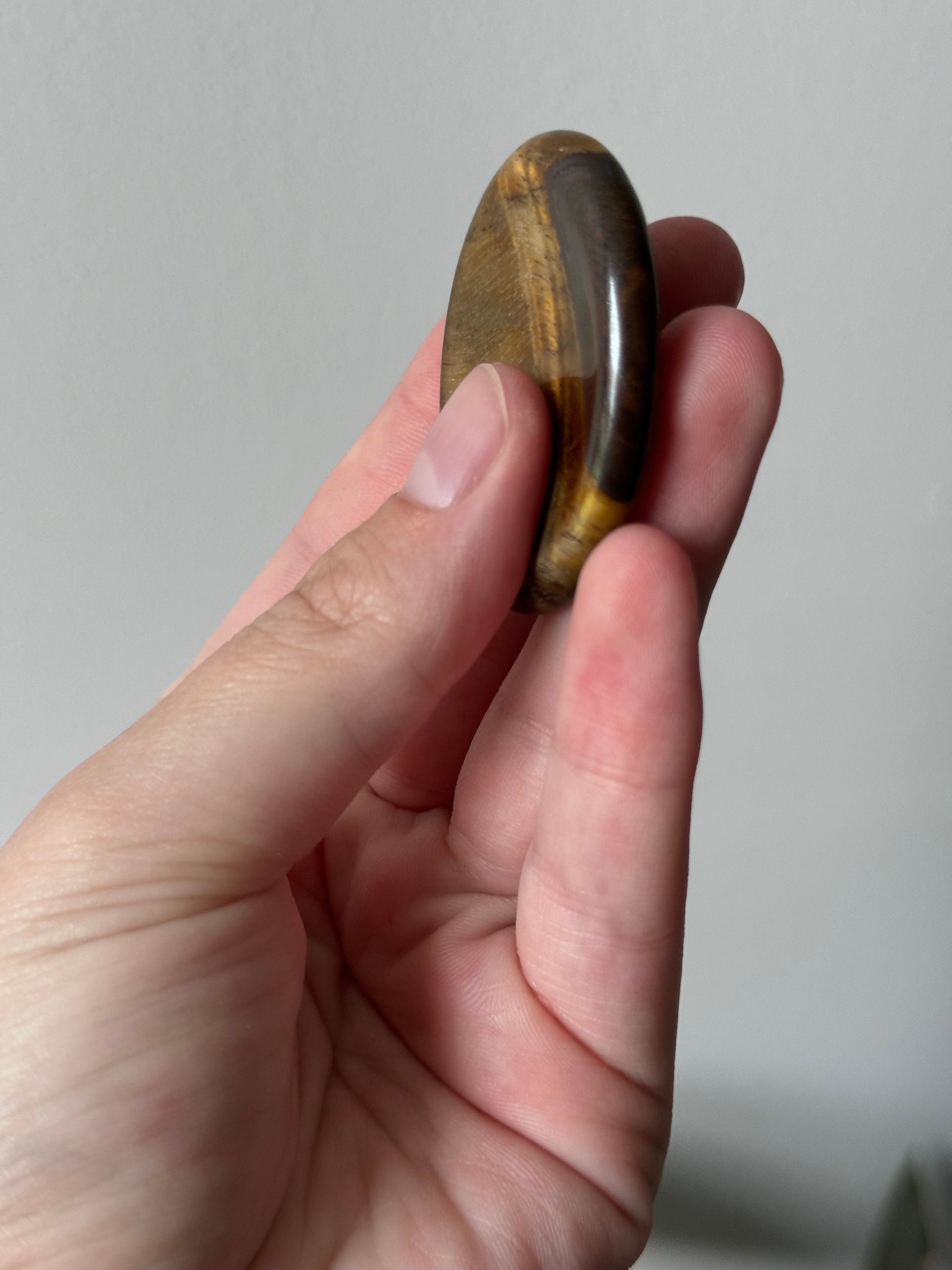 Gorgeous Tigers Eye Worry Stone Carving | Touch Stone Thumb Stone Pocket Stone