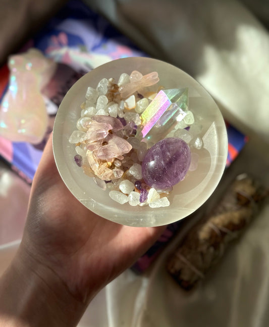 Beautiful Selenite Charging Bowl | Satin Spar Dish