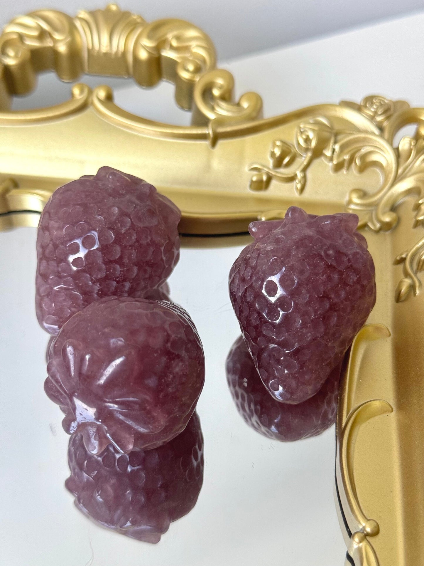 One (1) Strawberry Quartz Strawberry Carving