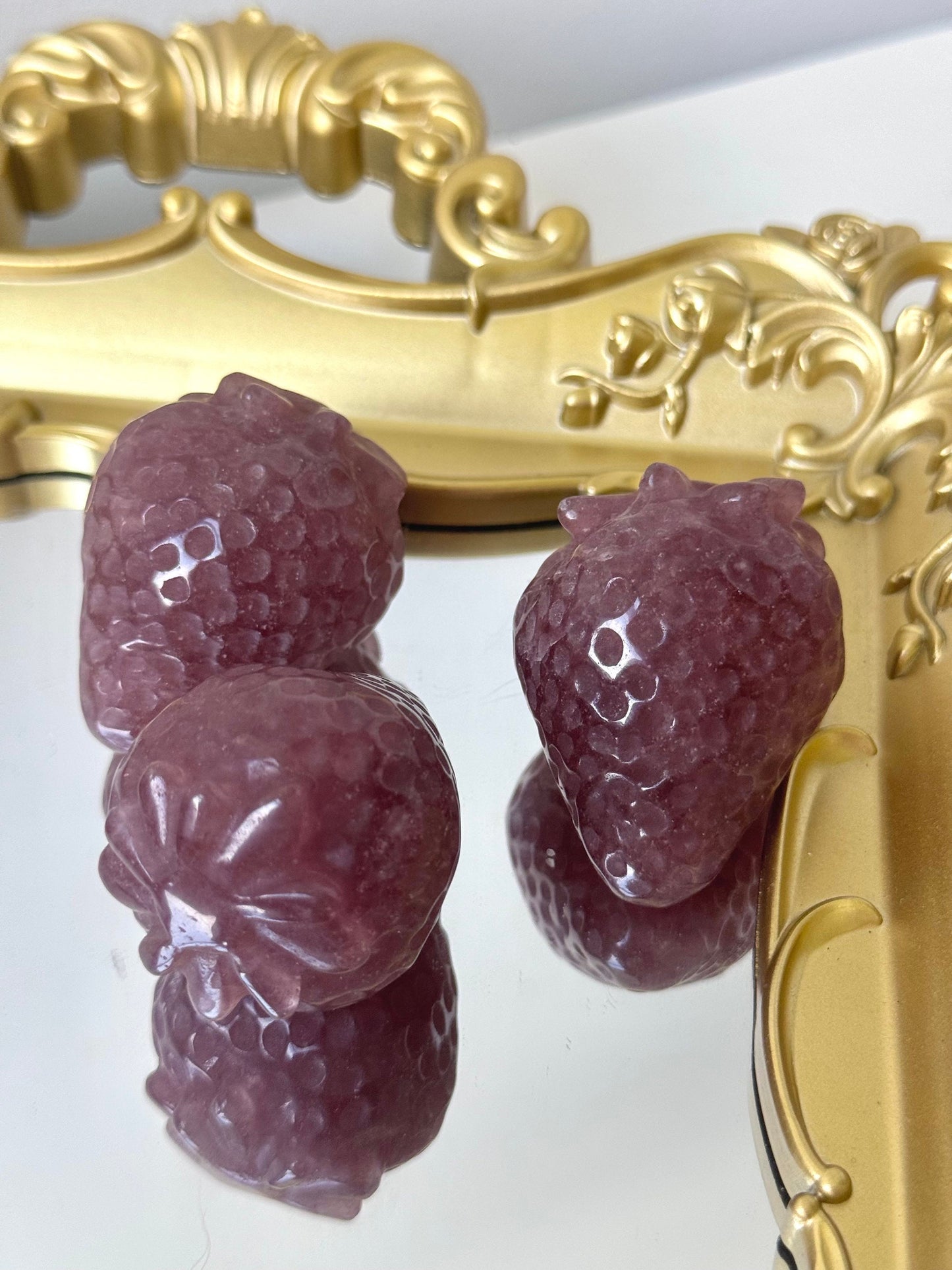 One (1) Strawberry Quartz Strawberry Carving