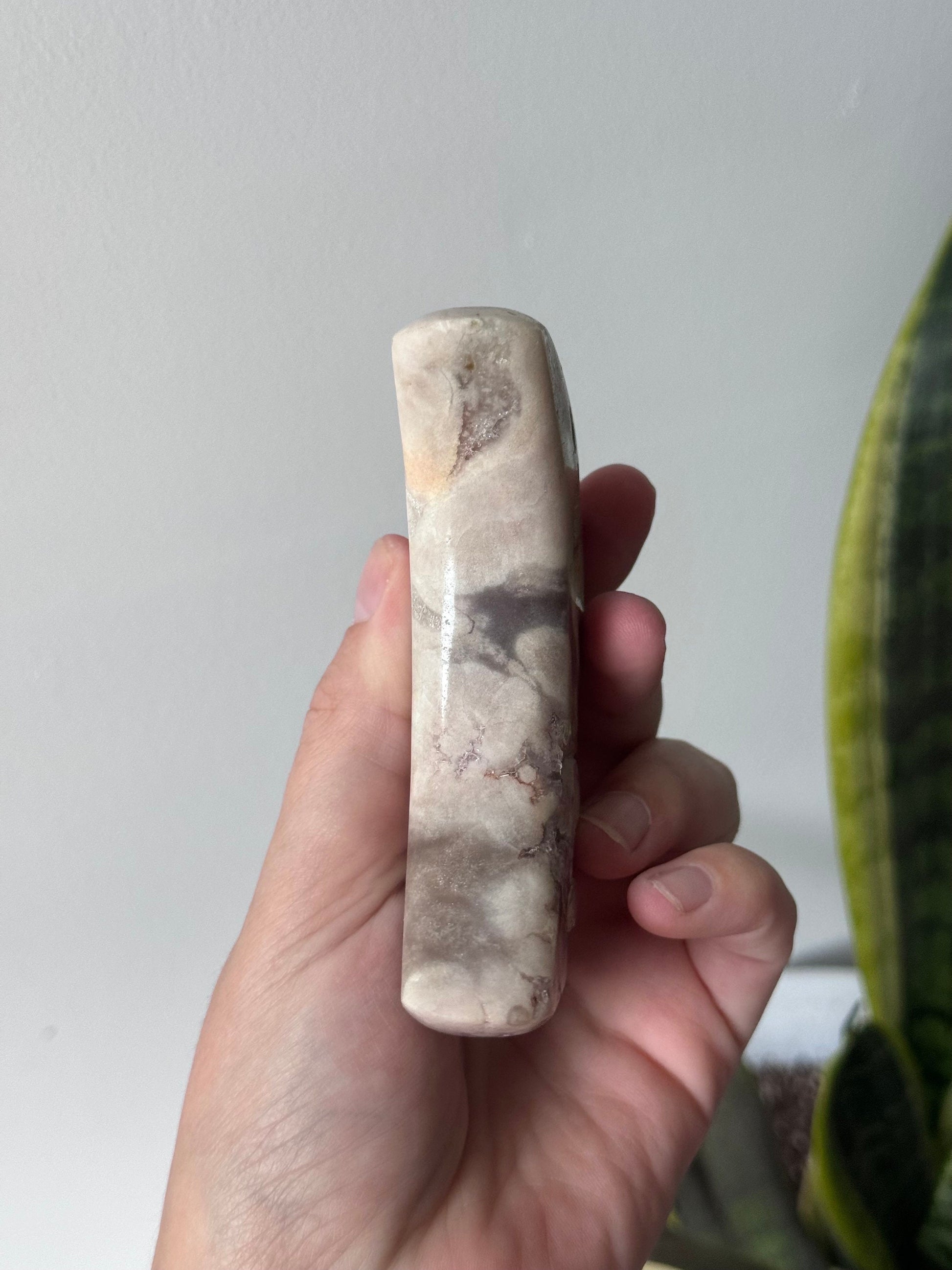 Druzy Pink Amethyst Crescent Moon Carving from Brazil | Misfit Moon