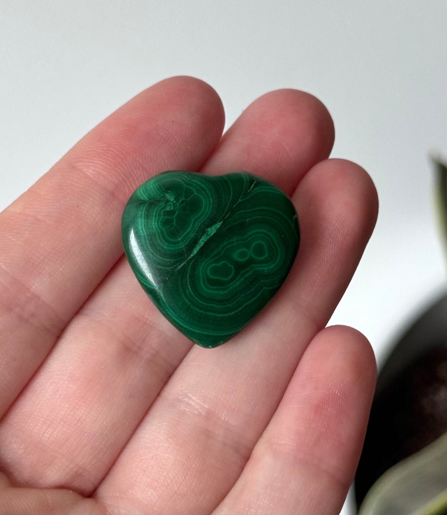 Beautiful Mini Malachite Heart Carvings | Miniature Banded Malachite Pocket Hearts