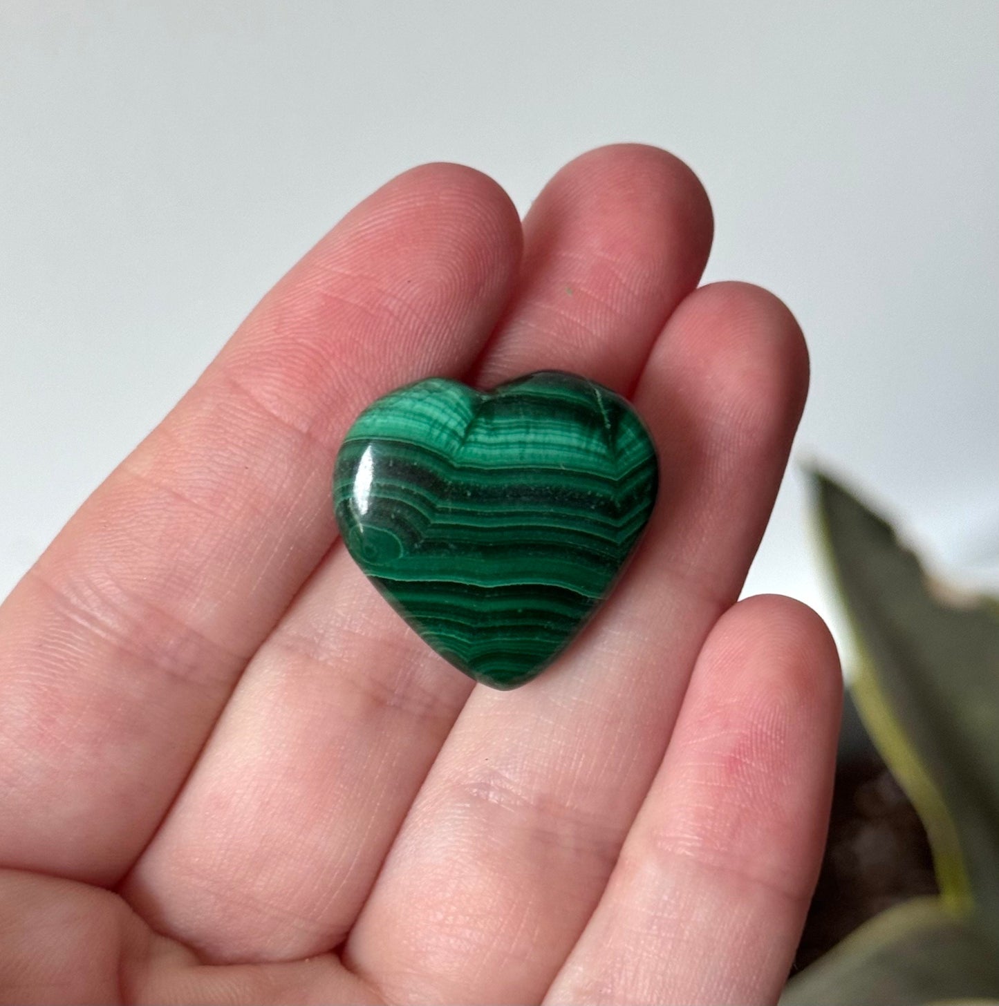 Beautiful Mini Malachite Heart Carvings | Miniature Banded Malachite Pocket Hearts