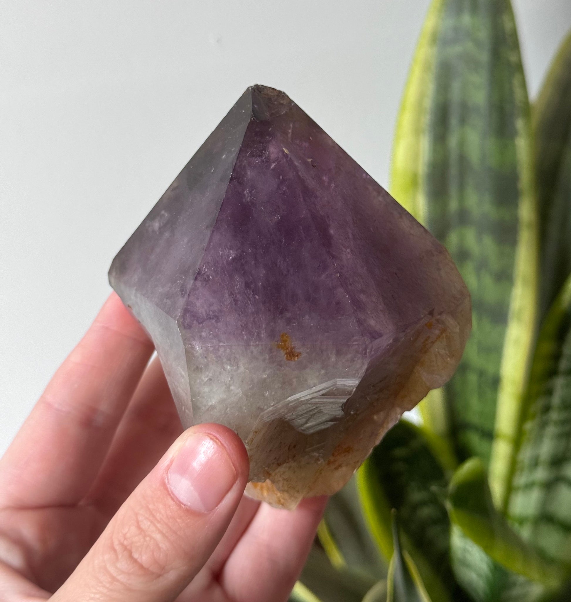Stunning Large Raw Amethyst Top Point from Congo with Iron Inclusions | Misfit Crystal with Chip