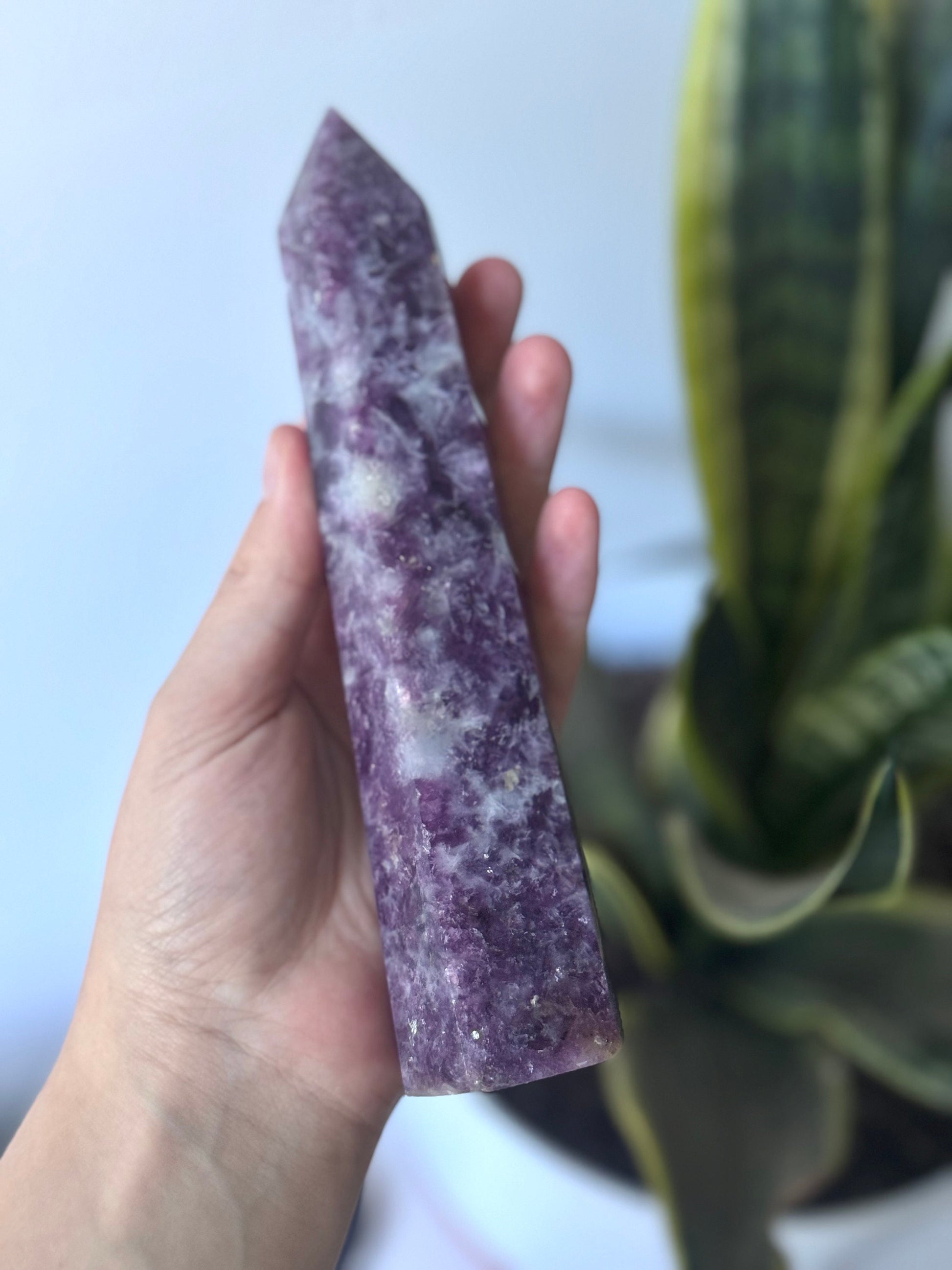 Beautiful Lepidolite Obelisk | Large Lepidolite Tower Carving Point