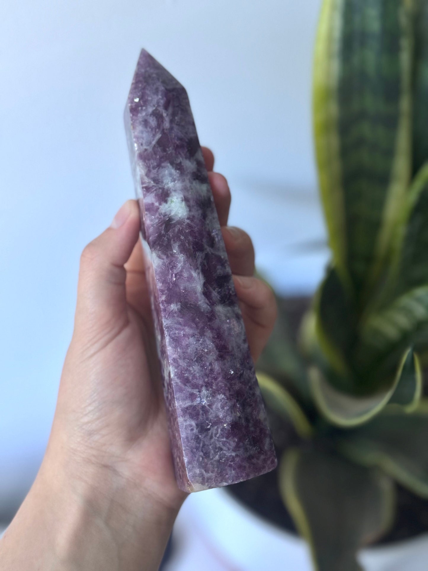 Beautiful Lepidolite Obelisk | Large Lepidolite Tower Carving Point