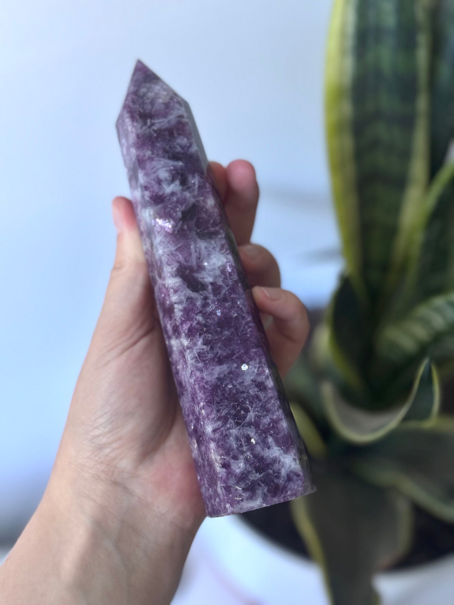 Beautiful Lepidolite Obelisk | Large Lepidolite Tower Carving Point