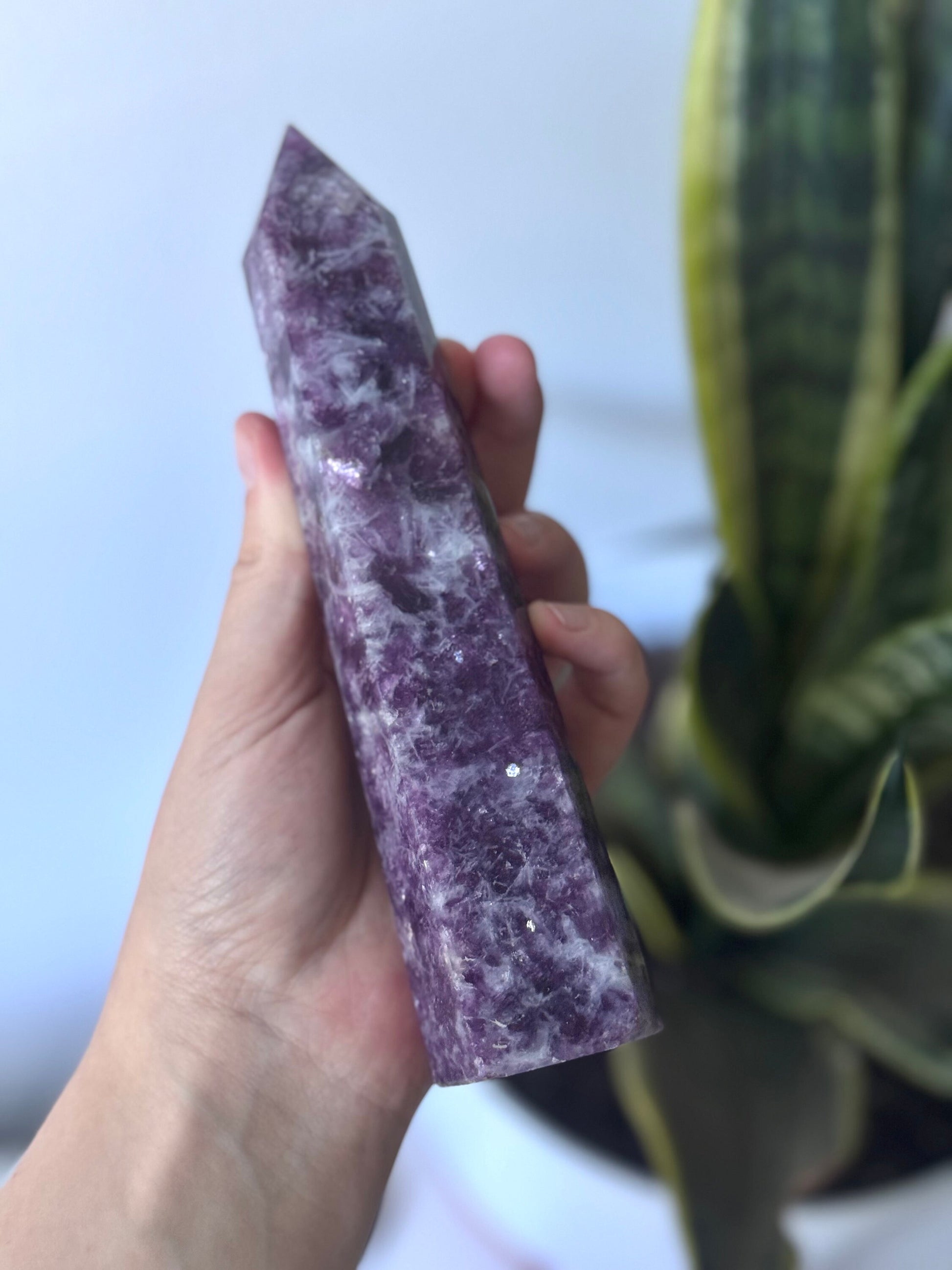 Beautiful Lepidolite Obelisk | Large Lepidolite Tower Carving Point