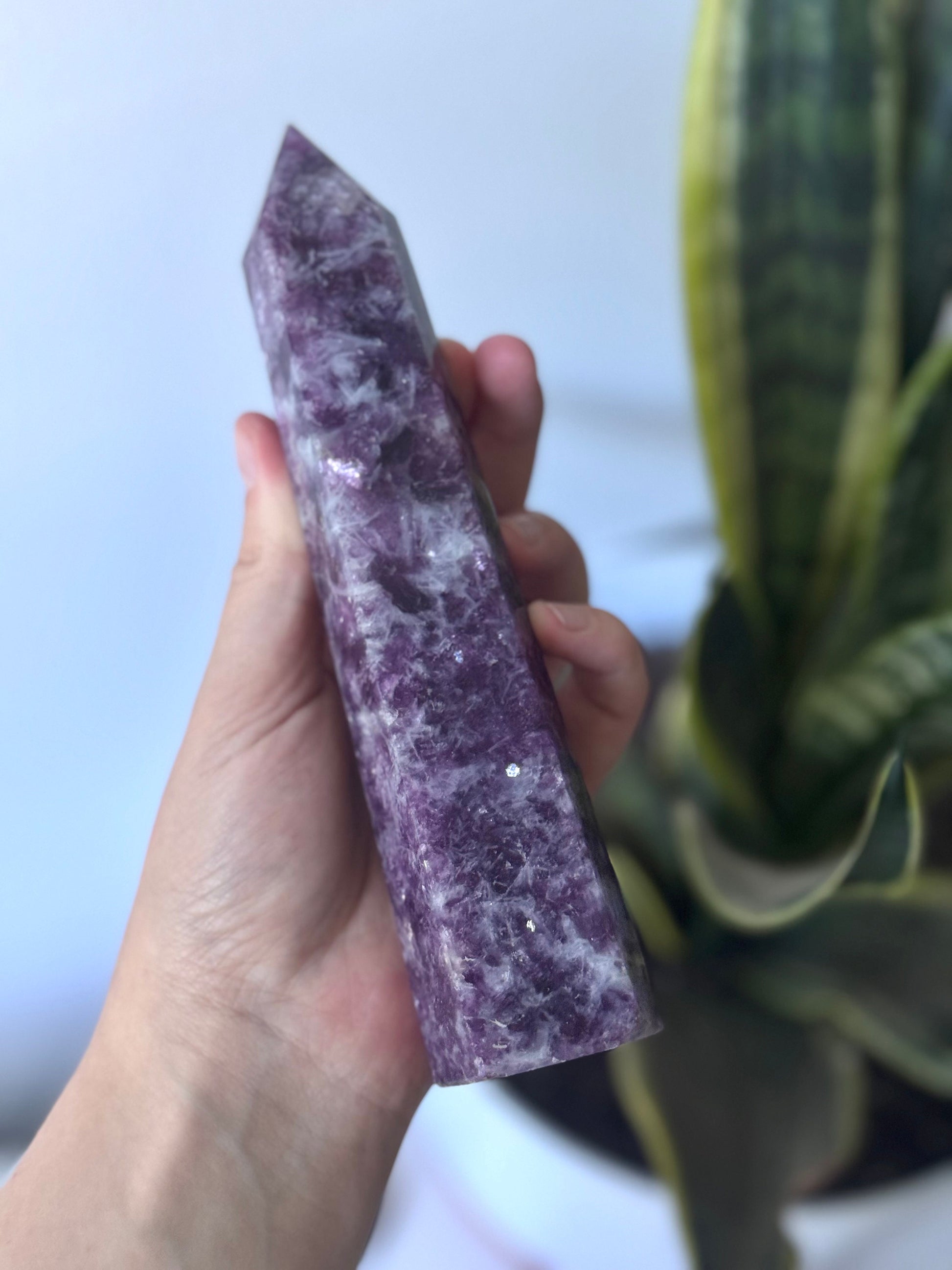 Beautiful Lepidolite Obelisk | Large Lepidolite Tower Carving Point