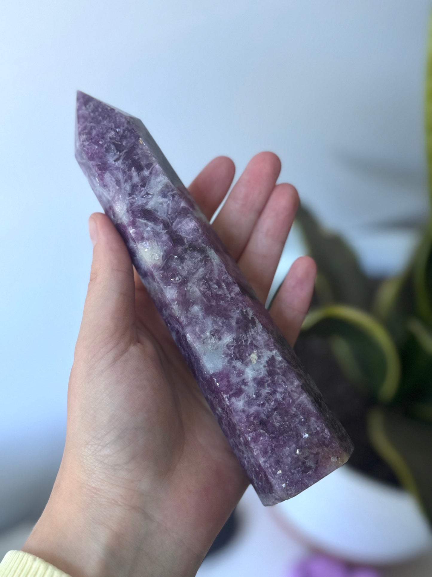 Beautiful Lepidolite Obelisk | Large Lepidolite Tower Carving Point