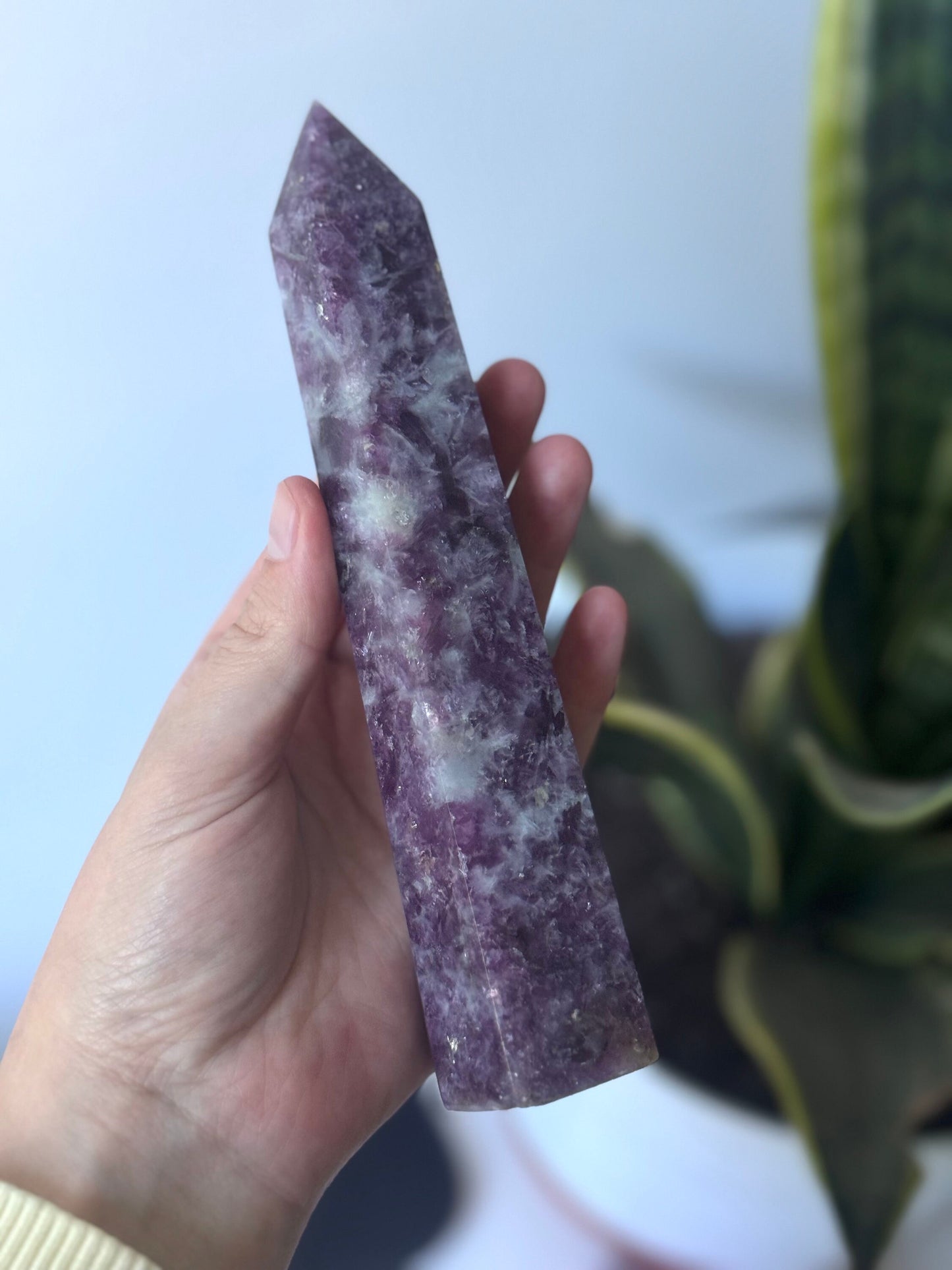 Beautiful Lepidolite Obelisk | Large Lepidolite Tower Carving Point