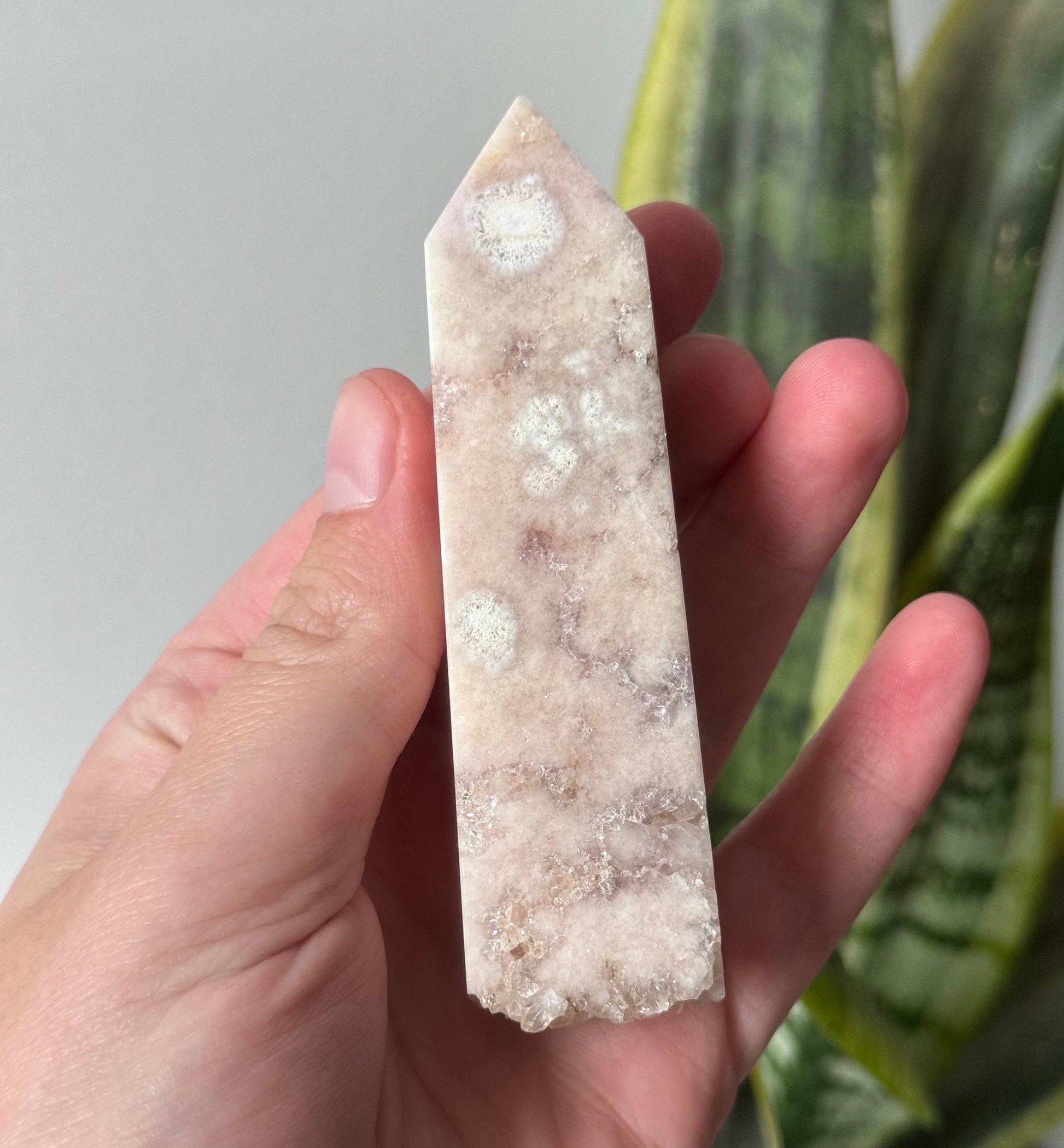 Gorgeous Druzy Pink Amethyst with Flower Agate Obelisk from Brazil | Pink Amethyst Point