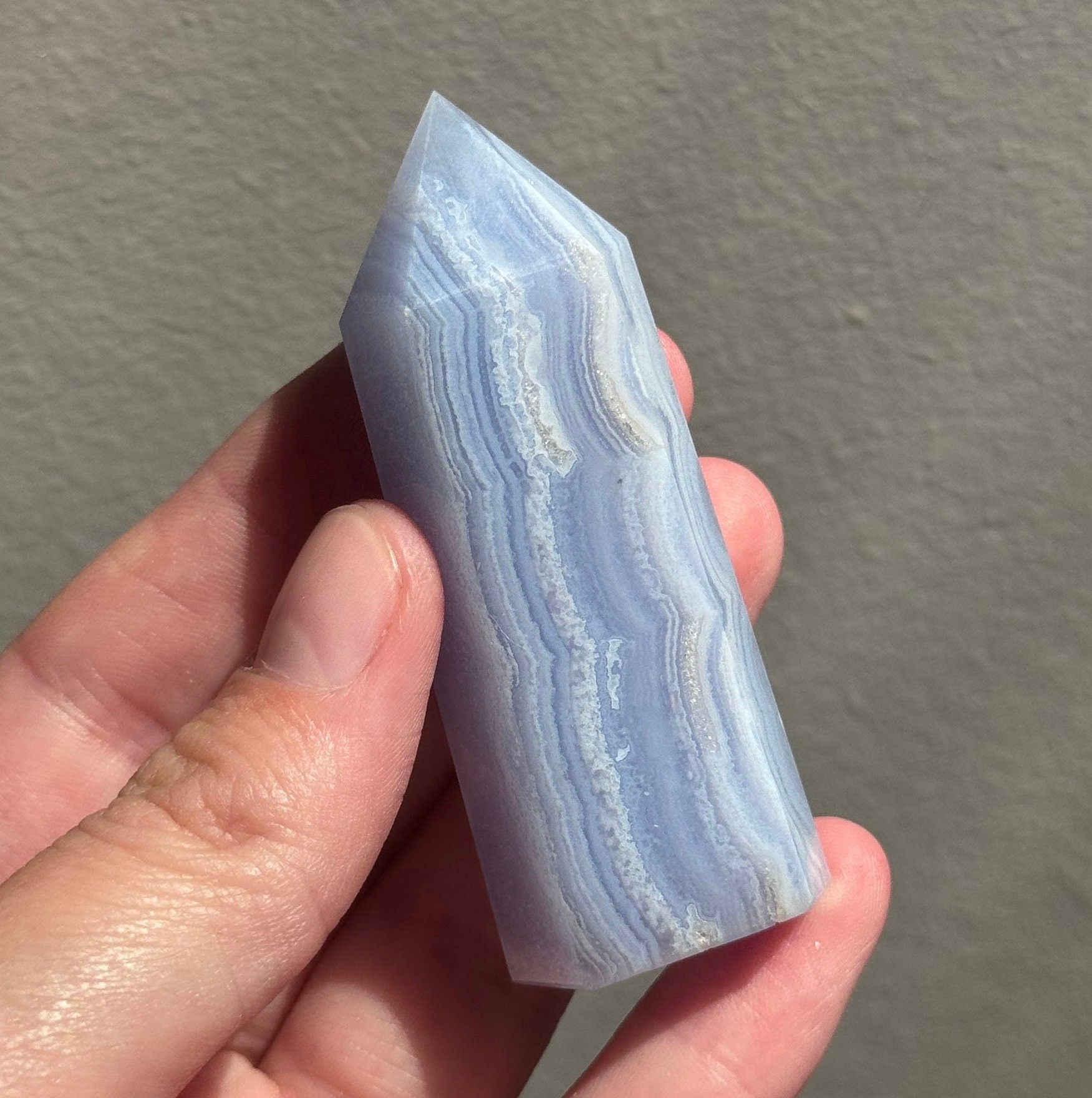 Gorgeous Blue Lace Agate Obelisk | Blue Lace Agate Tower from South Africa
