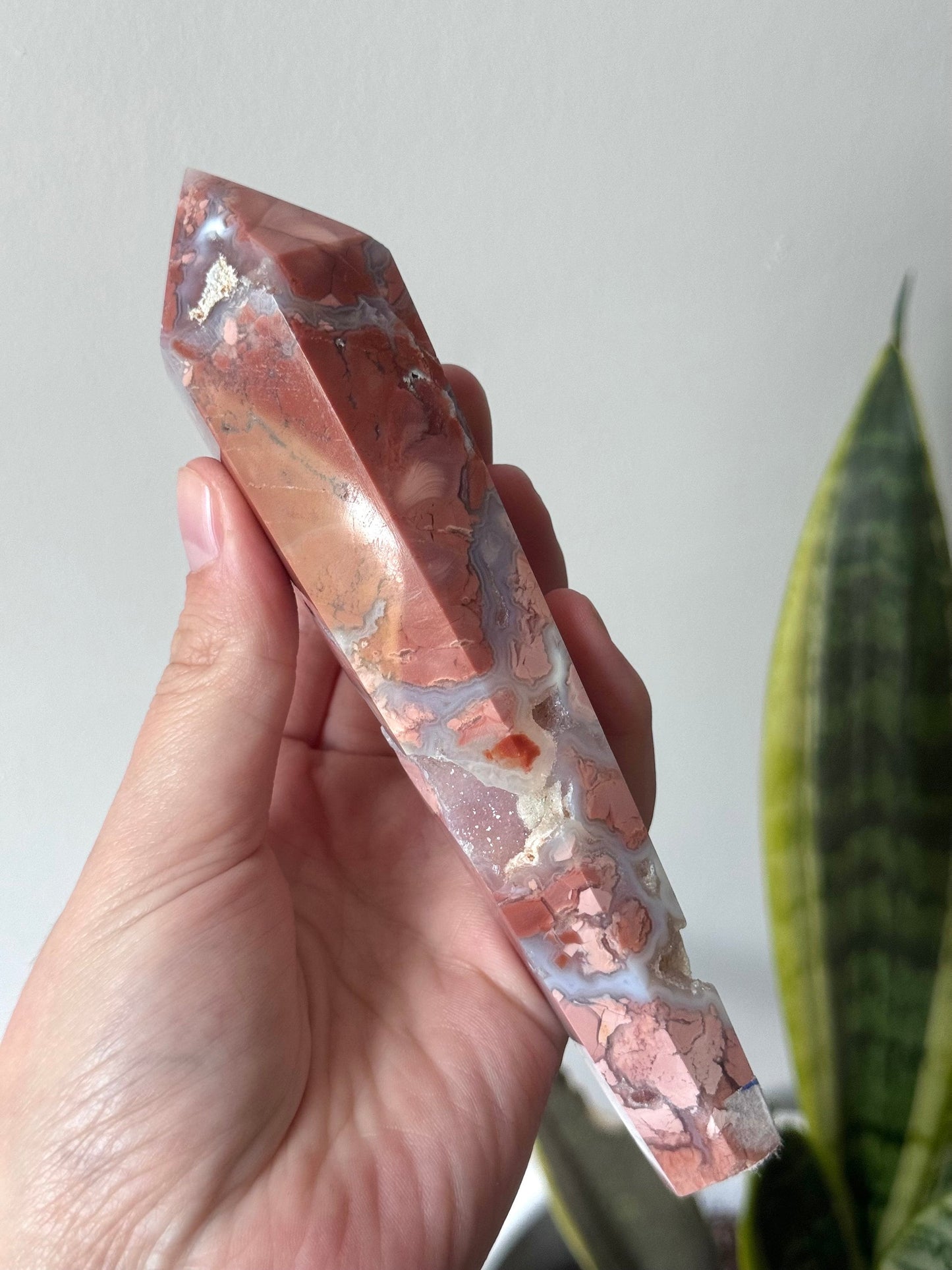 Gorgeous Pink Cotton Candy Agate Wand | Druzy Pink Agate Wand from Mexico