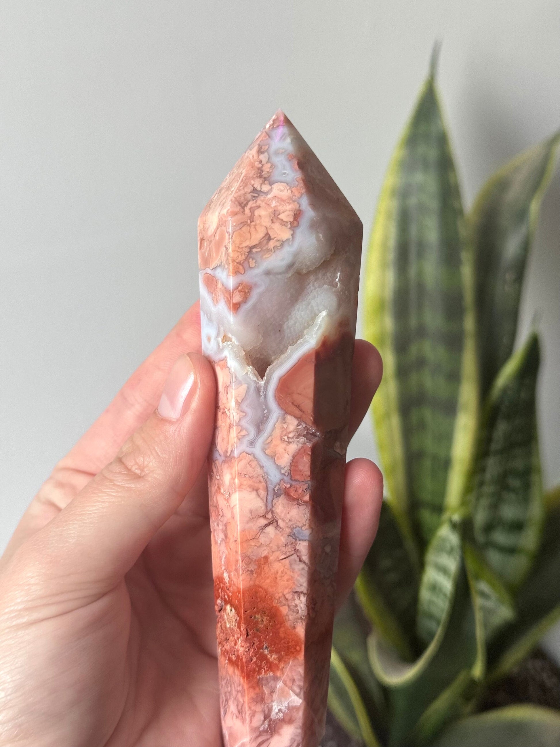 Gorgeous Pink Cotton Candy Agate Wand | Druzy Pink Agate Wand from Mexico