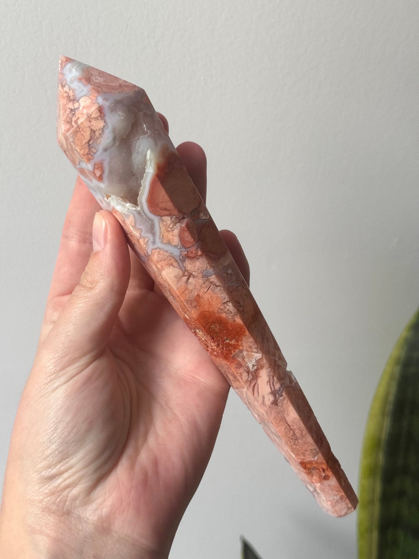 Gorgeous Pink Cotton Candy Agate Wand | Druzy Pink Agate Wand from Mexico
