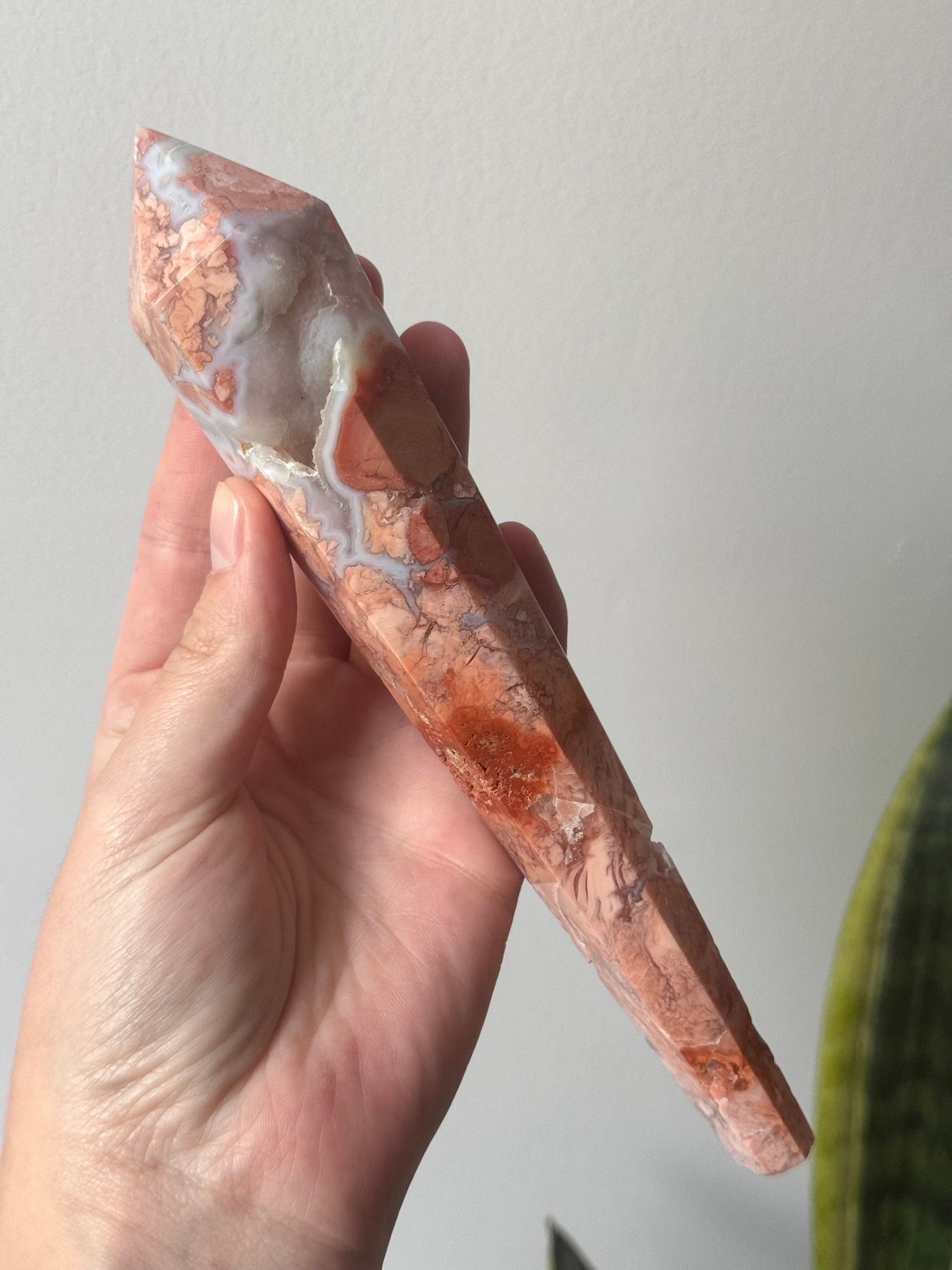 Gorgeous Pink Cotton Candy Agate Wand | Druzy Pink Agate Wand from Mexico