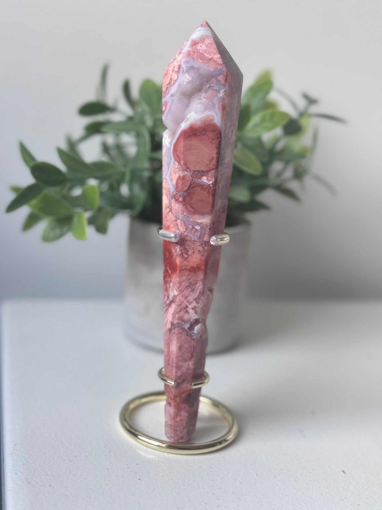 Gorgeous Pink Cotton Candy Agate Wand | Druzy Pink Agate Wand from Mexico